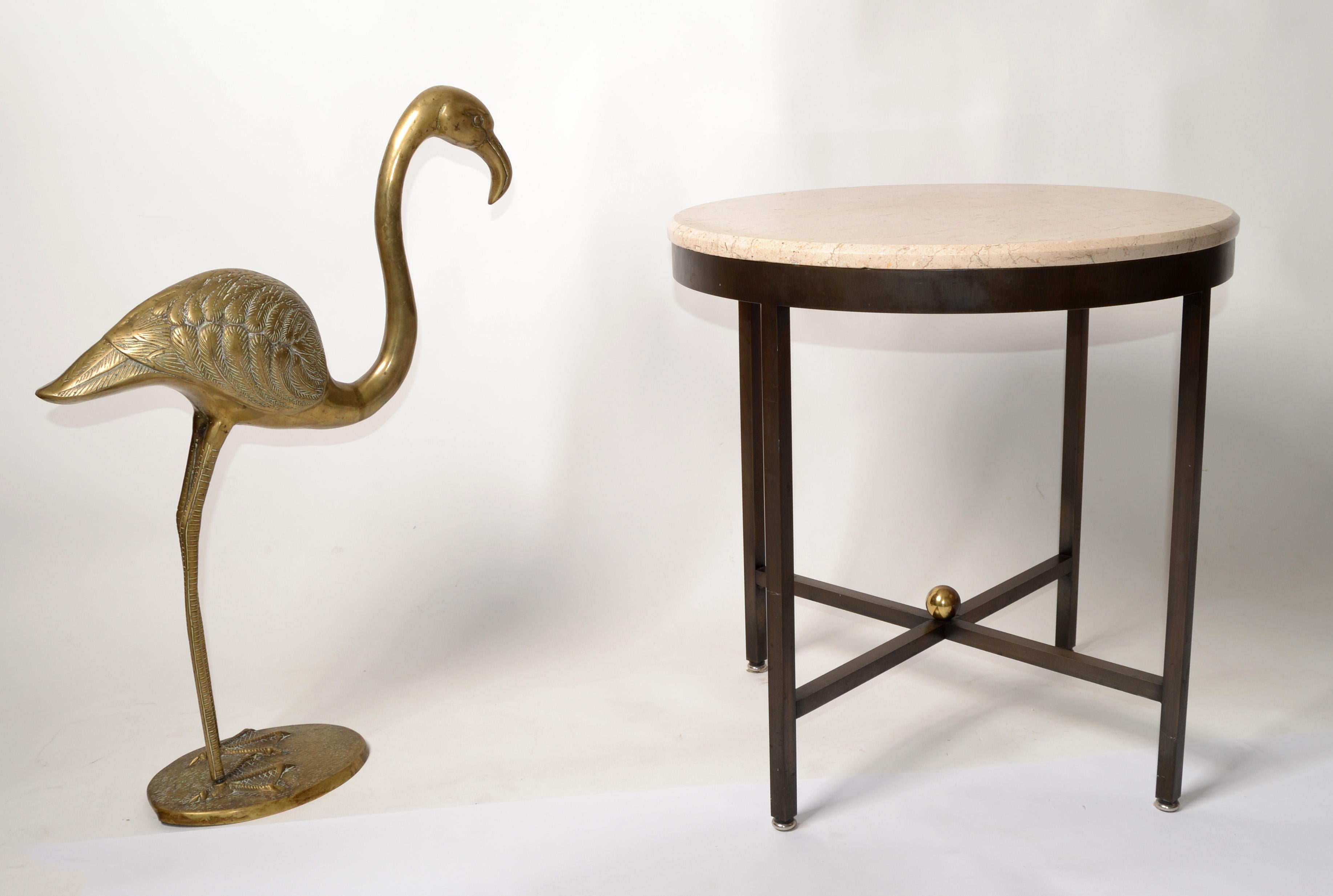 Hand-Carved Solid Brass Carved Flamingo Life-Size Animal Sculpture Outdoor Indoor Asian 1960 For Sale