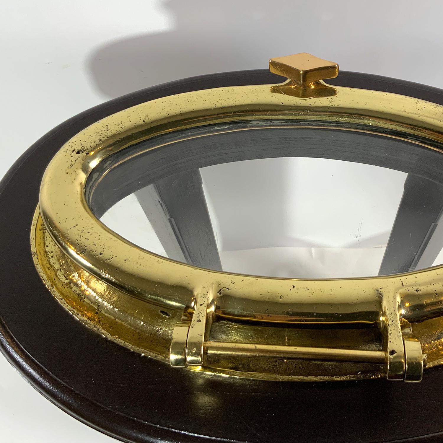 Early 20th Century Solid Brass Catboat Porthole Table For Sale