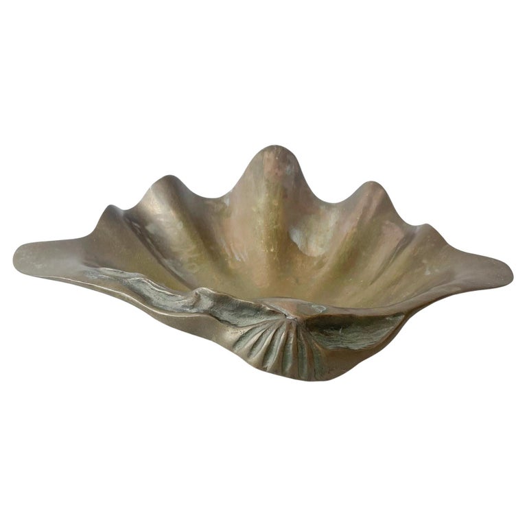 Solid Brass Catch All Sculptural Seashell Dish 1970s at 1stDibs