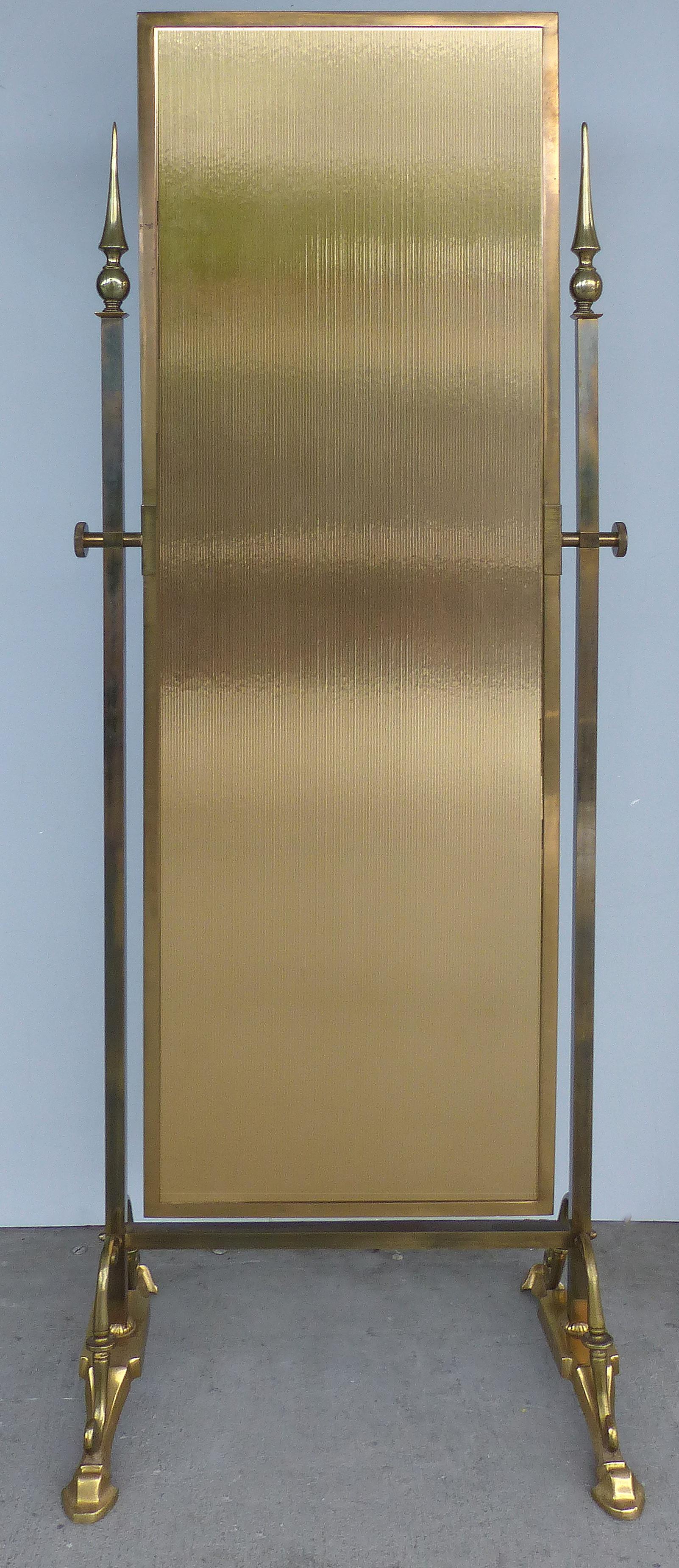 Solid Brass Cheval Mirror by Glo-Mar Artworks Inc. New York In Good Condition In Miami, FL