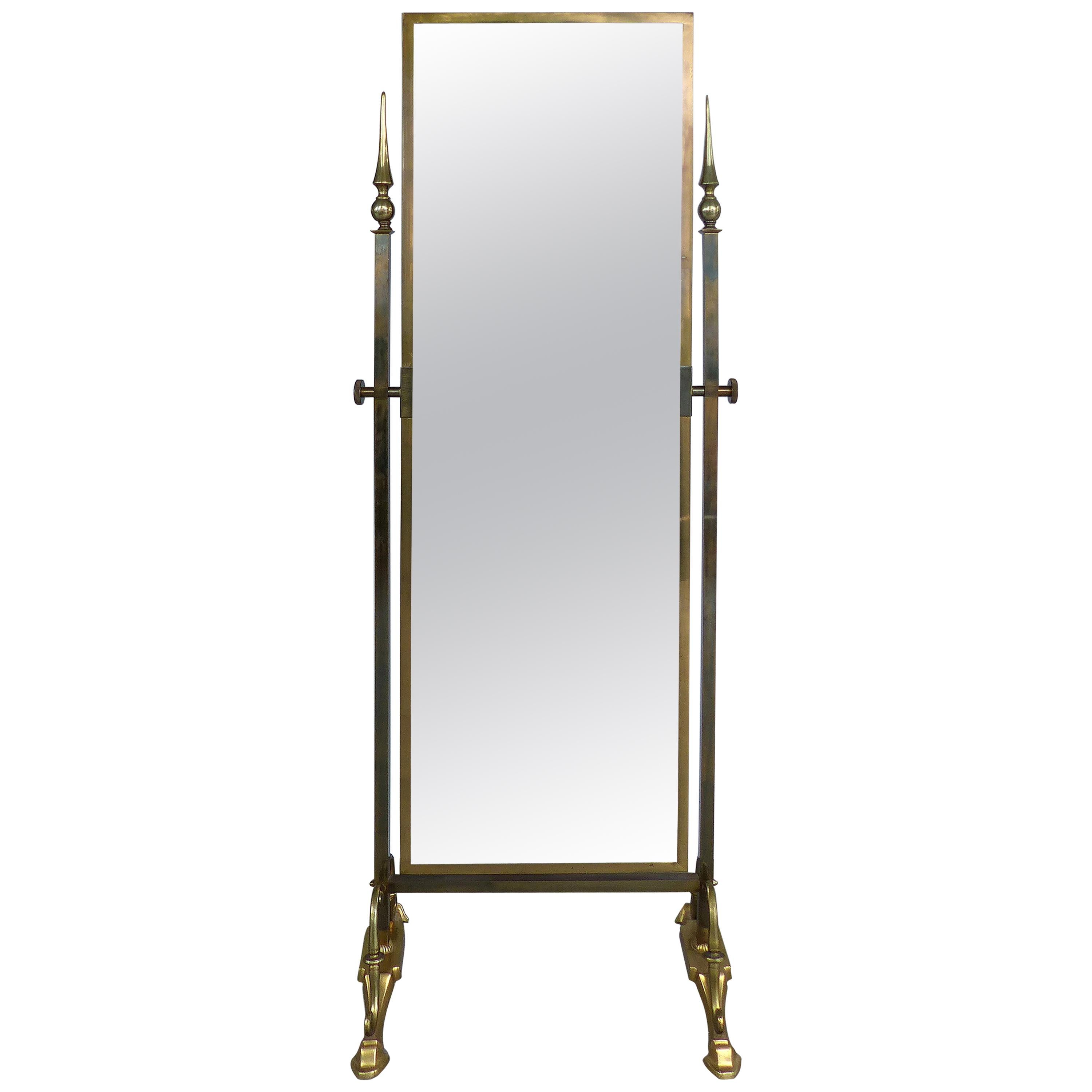 Solid Brass Cheval Mirror by Glo-Mar Artworks Inc. New York