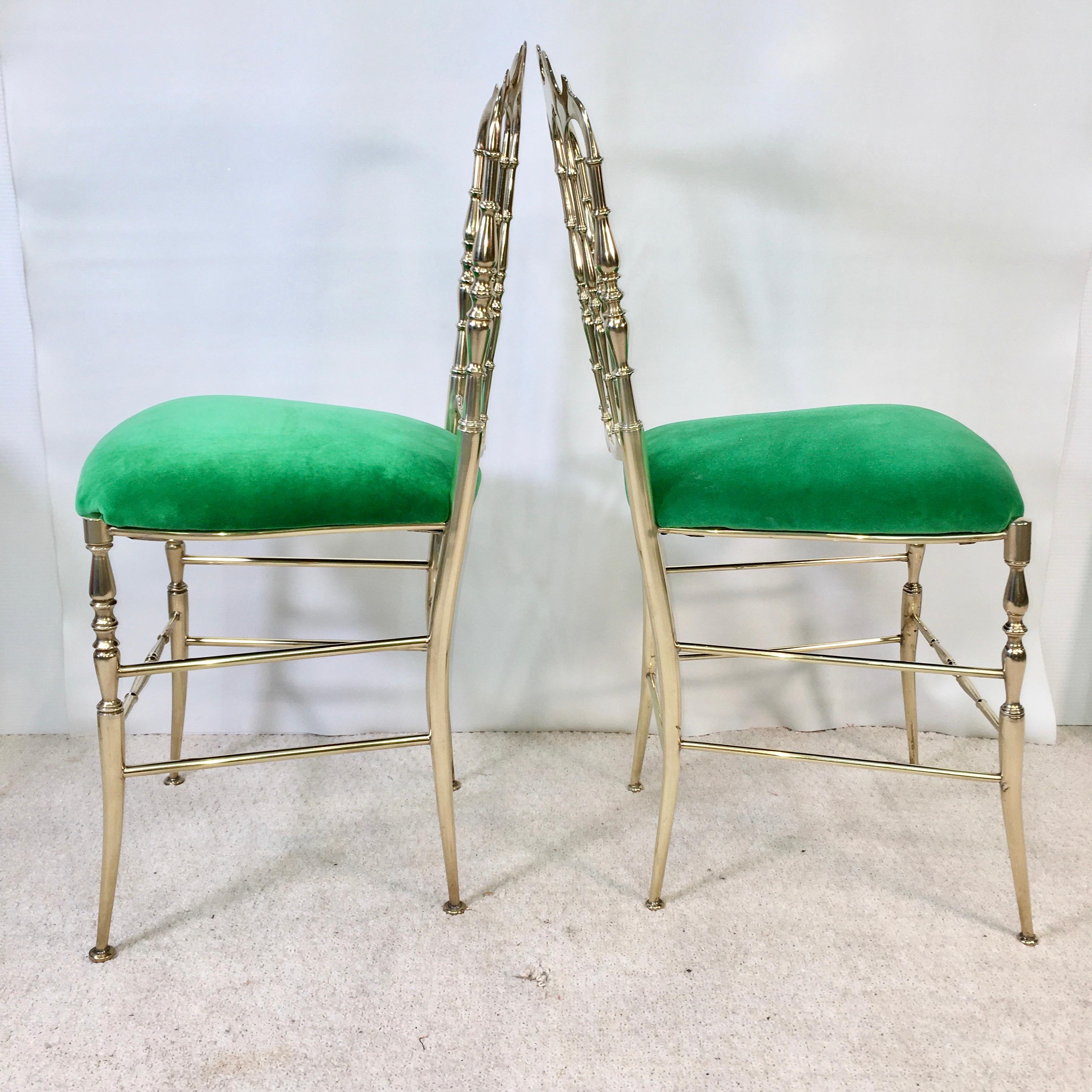 Solid Brass Chiavari Chairs 'Five' In Good Condition In Hanover, MA