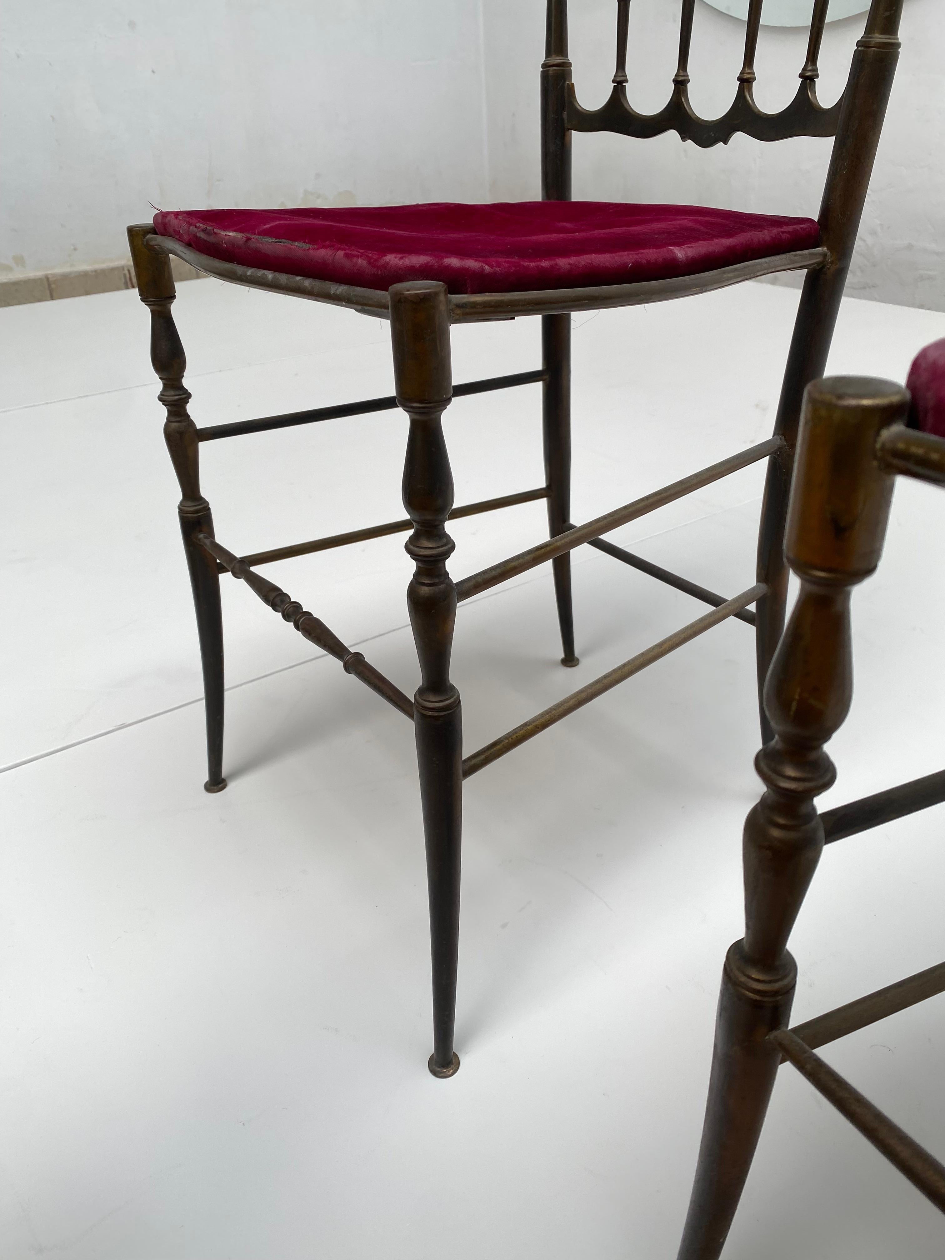 Solid Brass Chiavari Vanity / Side High Back Chair, Italy, 1960s For Sale 5