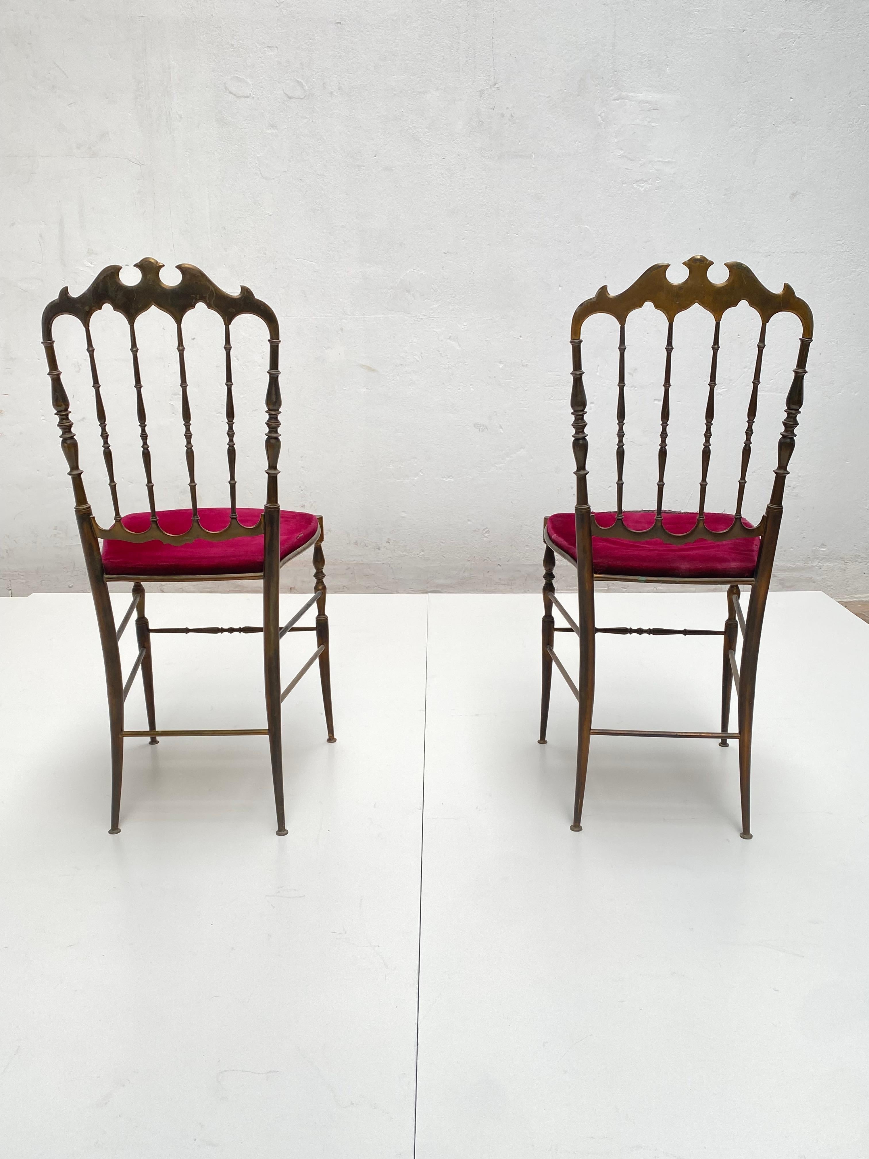Solid Brass Chiavari Vanity / Side High Back Chair, Italy, 1960s For Sale 6