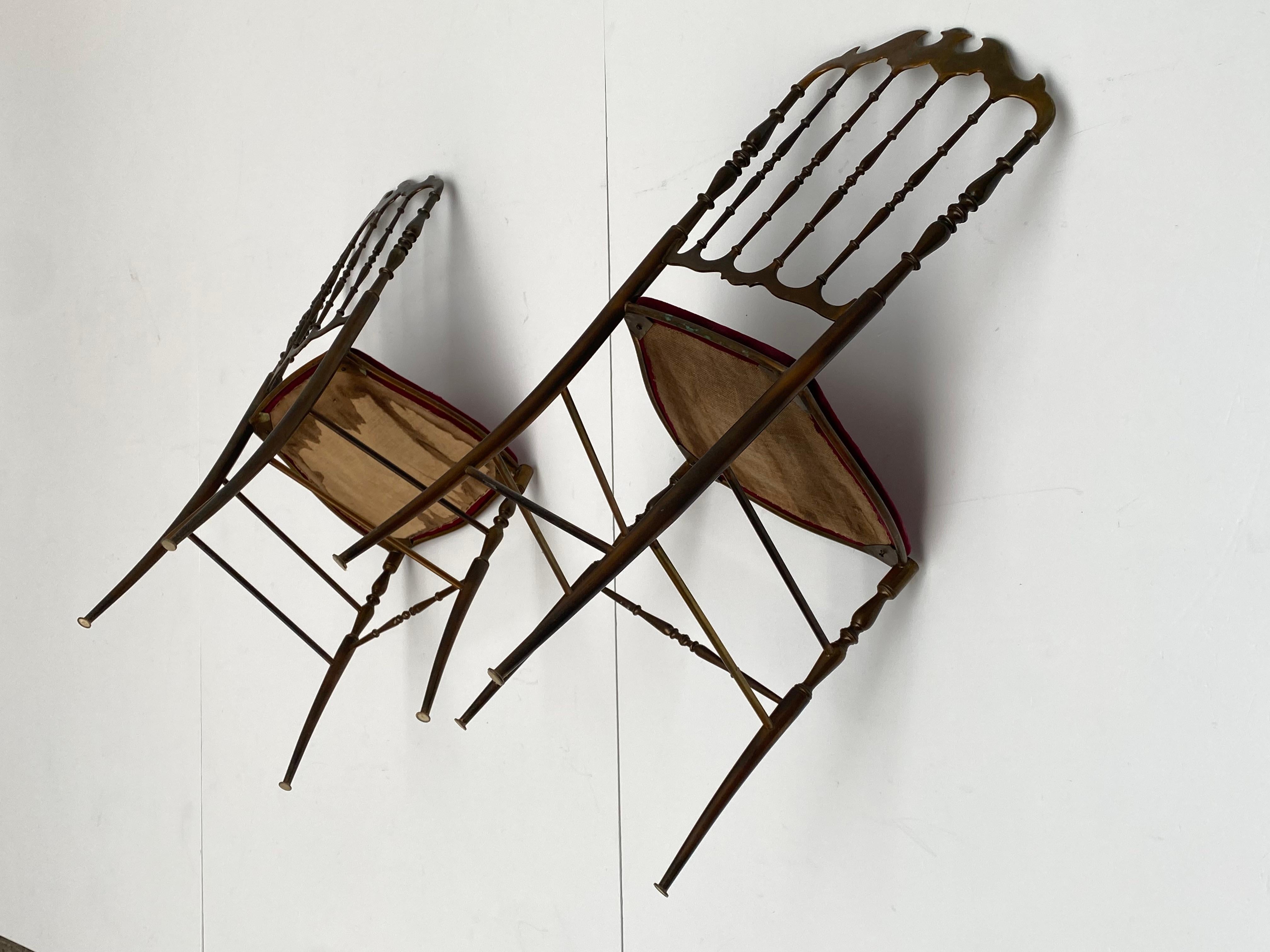 Solid Brass Chiavari Vanity / Side High Back Chair, Italy, 1960s For Sale 8