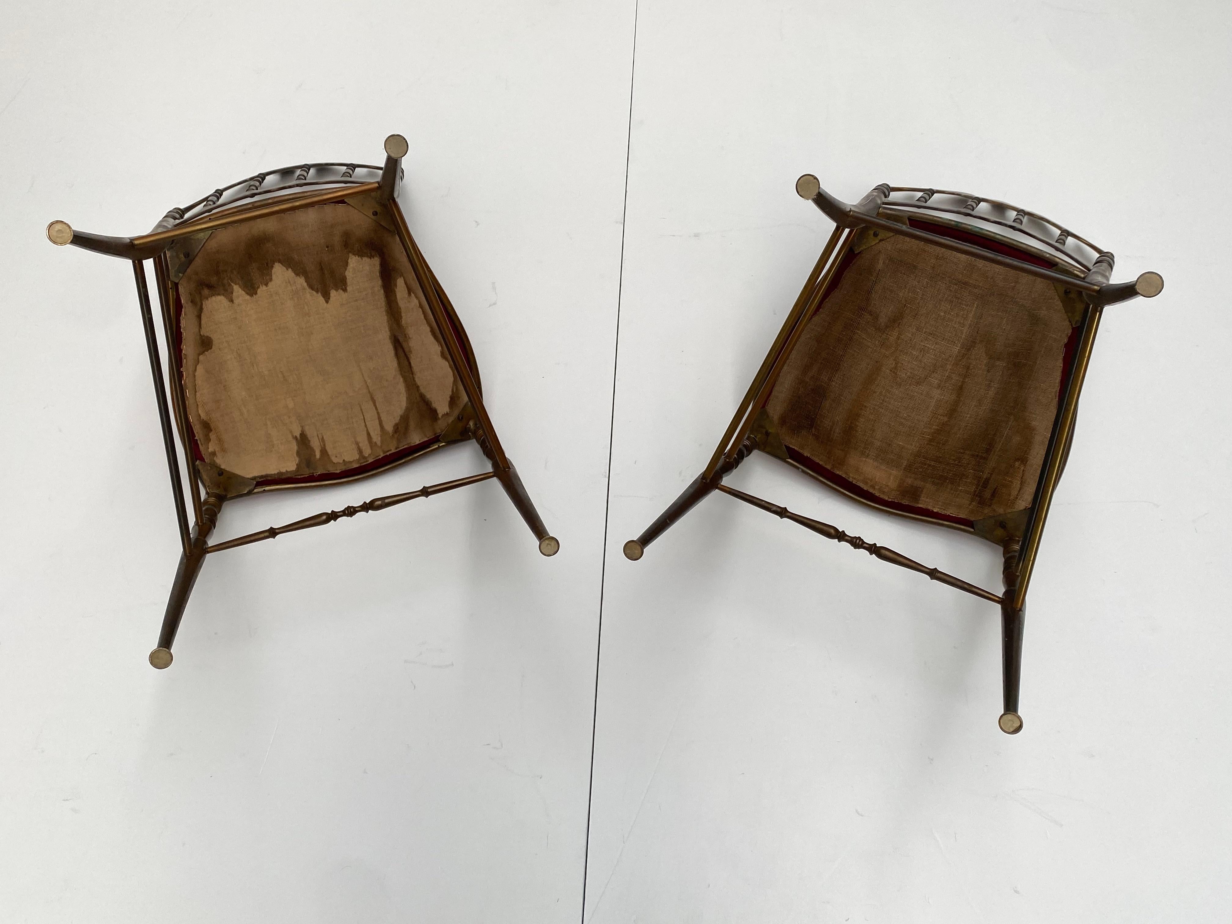 Solid Brass Chiavari Vanity / Side High Back Chair, Italy, 1960s For Sale 1