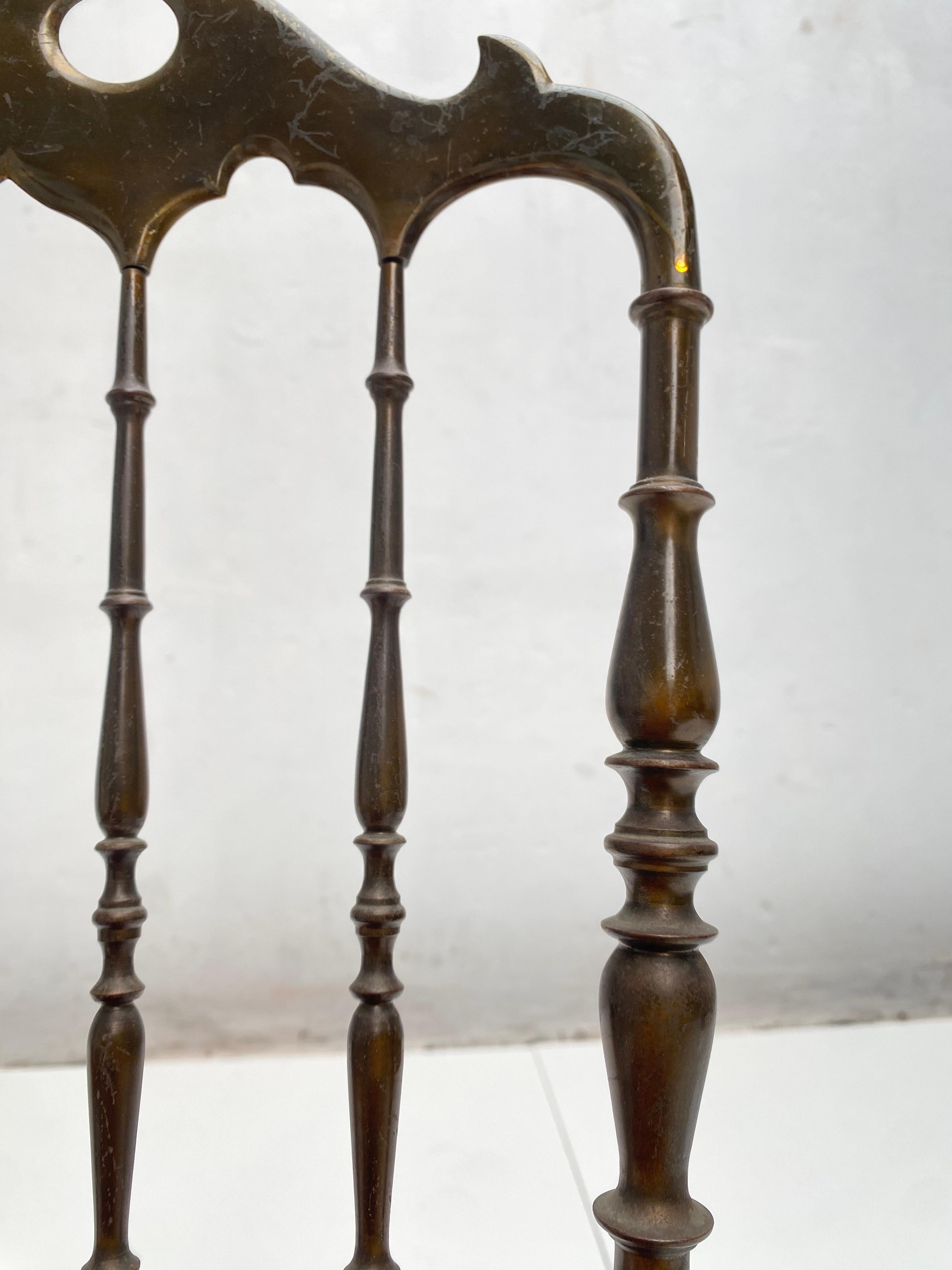 Solid Brass Chiavari Vanity / Side High Back Chair, Italy, 1960s For Sale 2