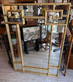 Solid Brass Chinese Chippendale Style Mirror by Maison Jansen