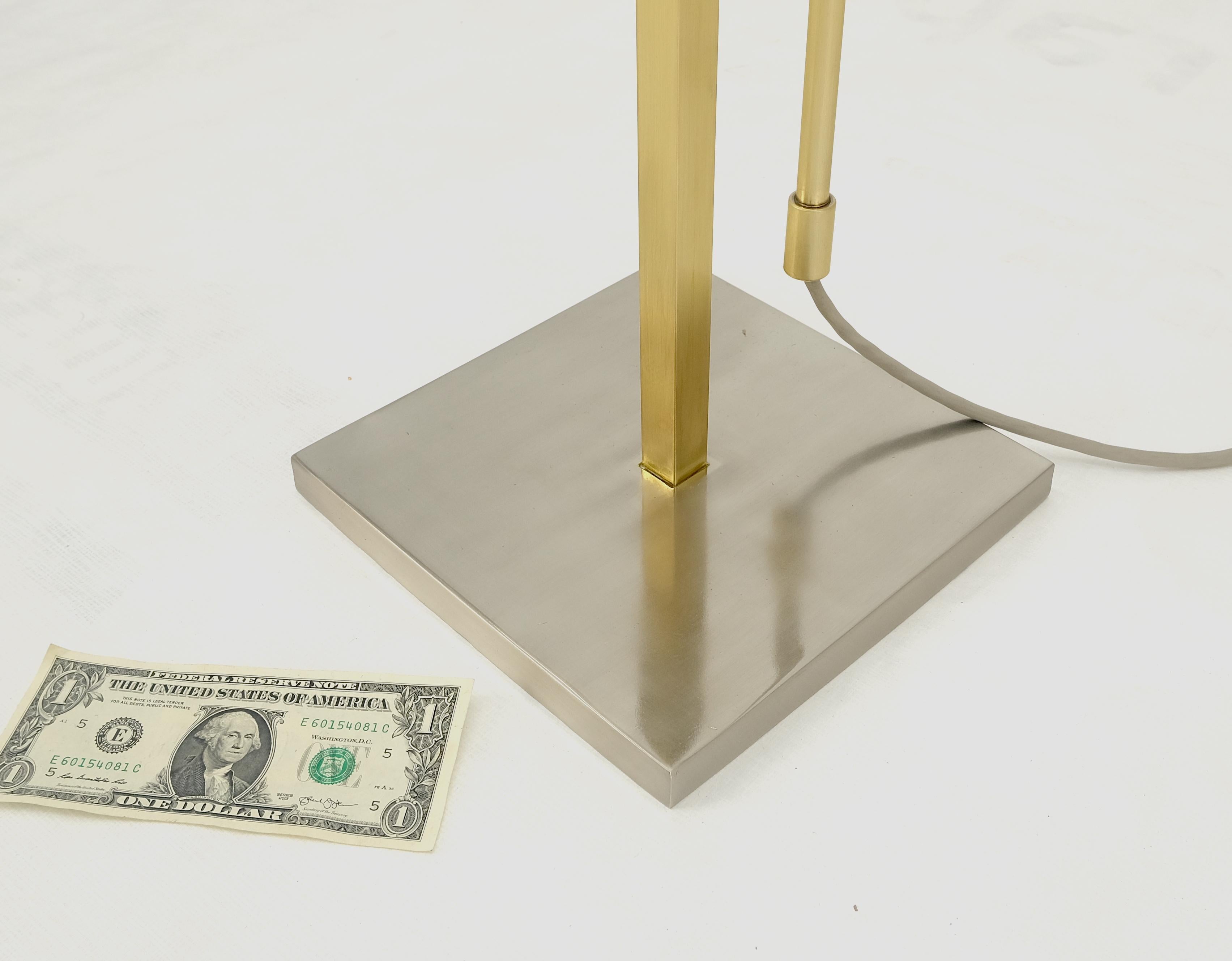 Solid Brass Chrome Rectangle Base Adjustable Mid Century Modern Floor Lamp Mint! For Sale 5