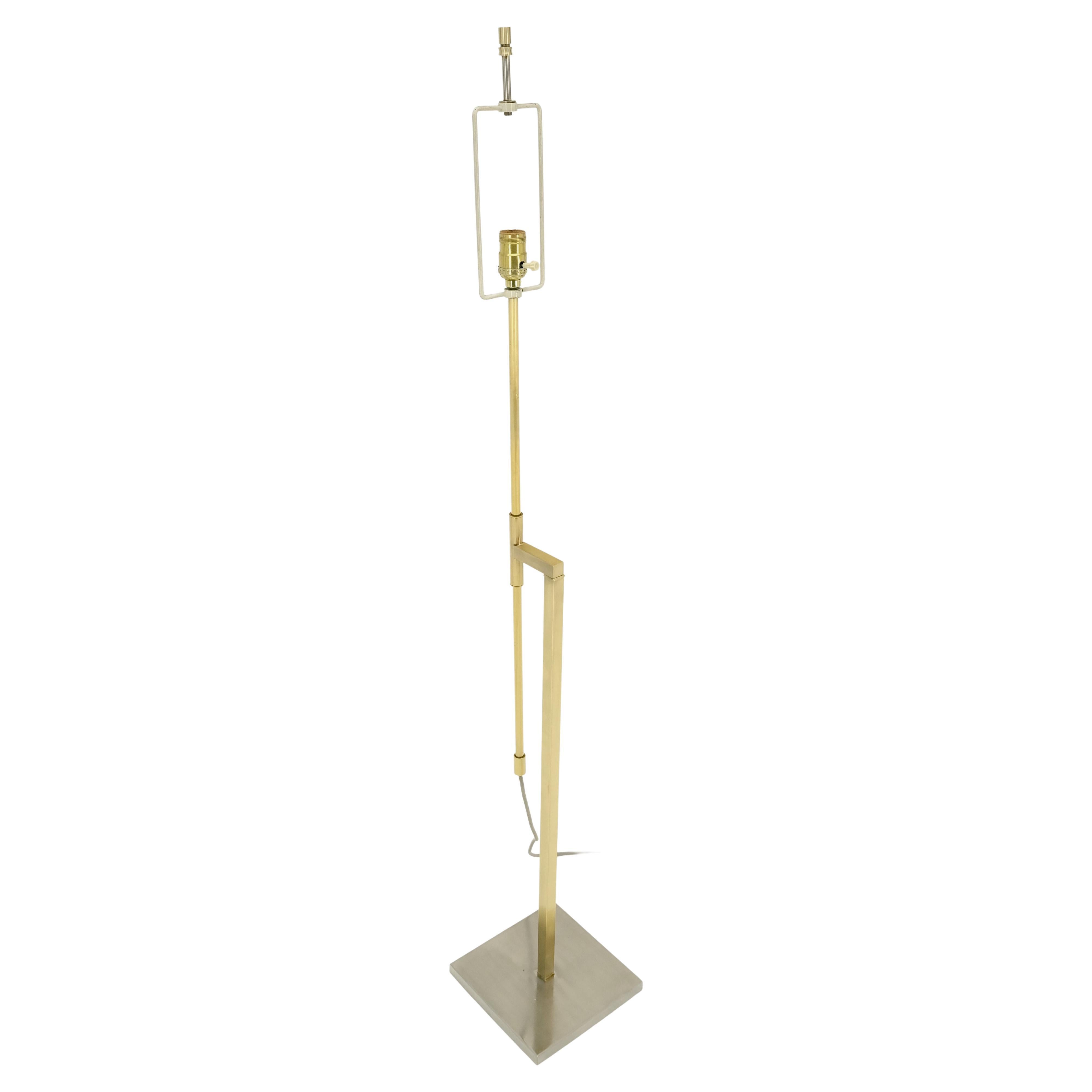 Mid-Century Modern Solid Brass Chrome Rectangle Base Adjustable Mid Century Modern Floor Lamp Mint! For Sale