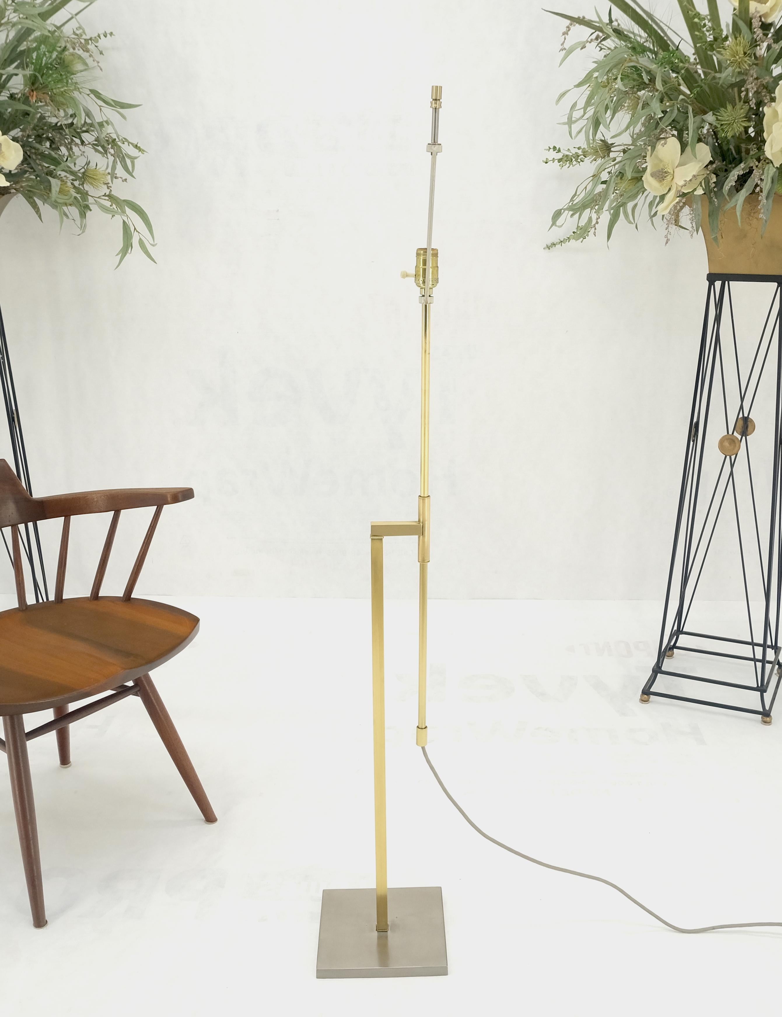 Solid Brass Chrome Rectangle Base Adjustable Mid Century Modern Floor Lamp Mint! For Sale 2
