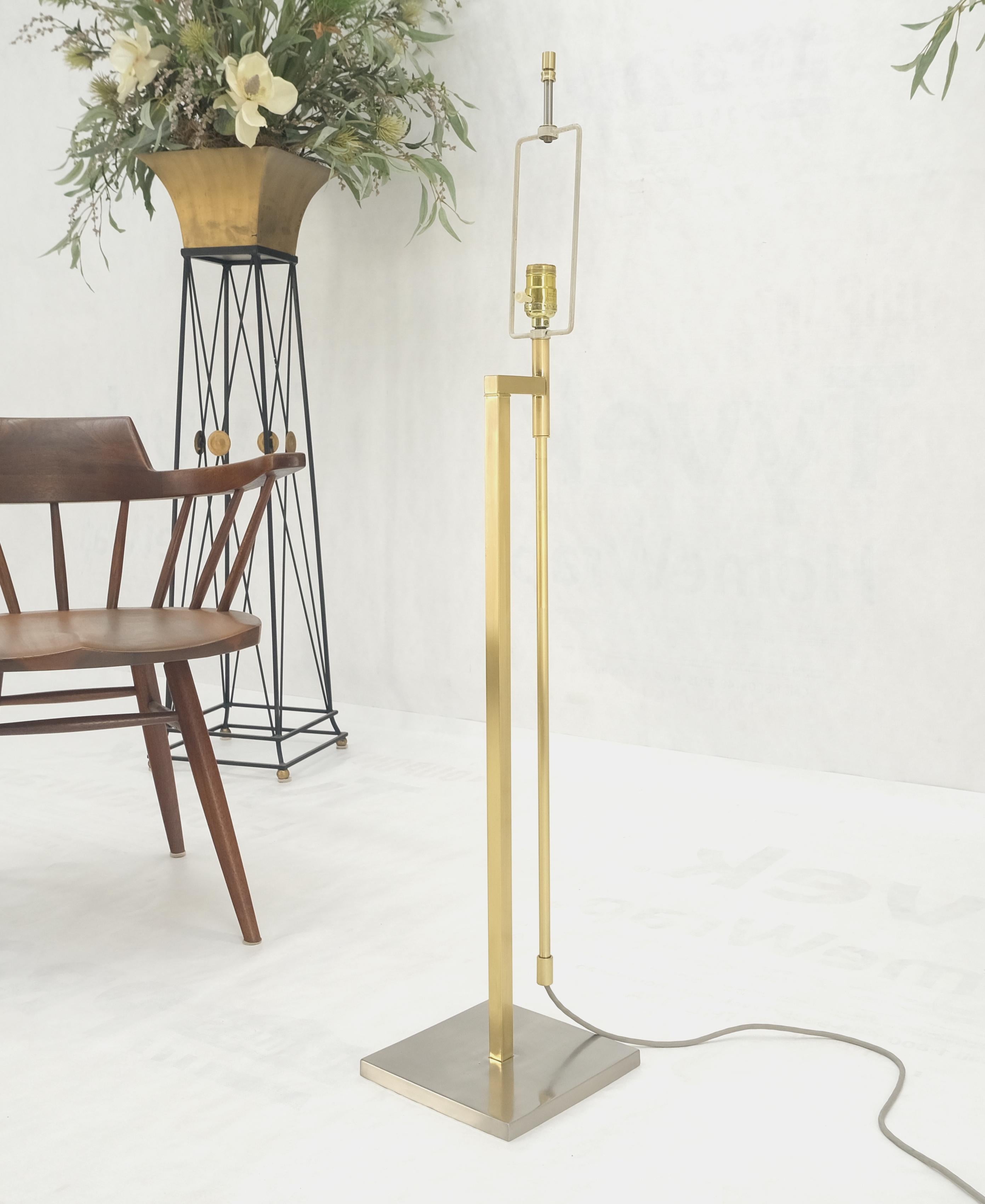Solid Brass Chrome Rectangle Base Adjustable Mid Century Modern Floor Lamp Mint! For Sale 4