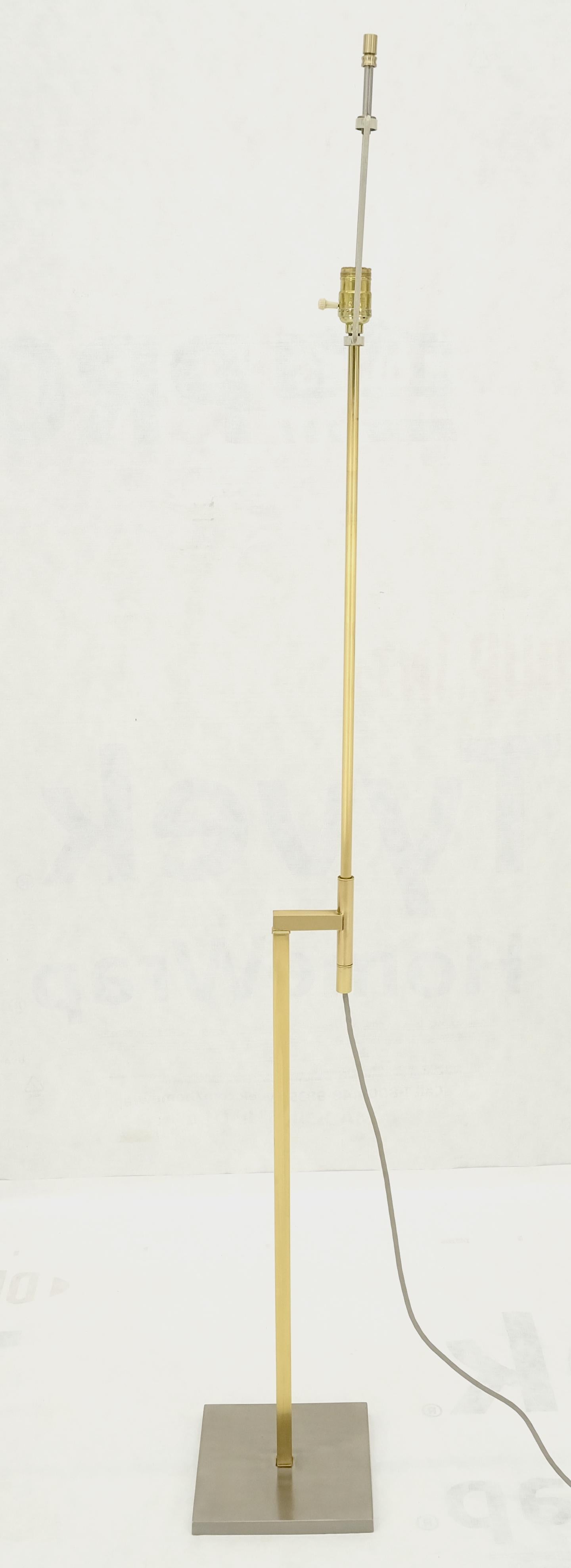 Solid Brass Chrome Rectangle Base Adjustable Mid Century Modern Floor Lamp Mint! For Sale