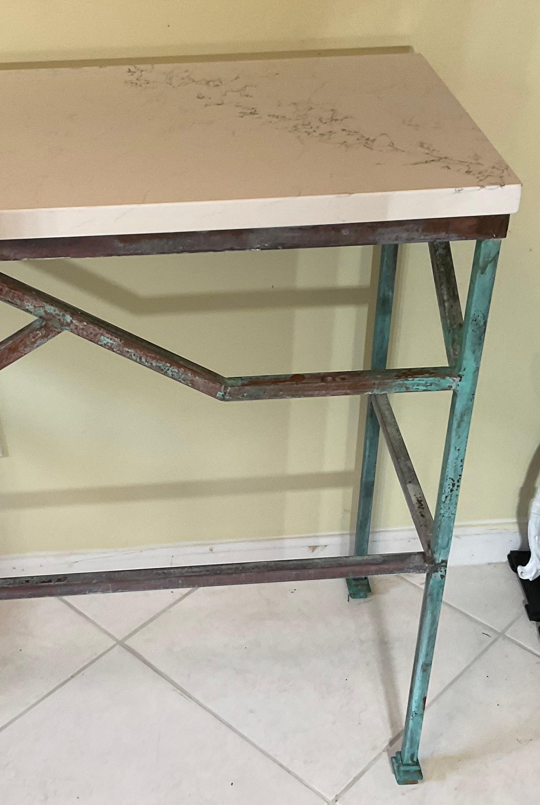 Hand-Crafted Solid Brass Console Or Hall Table  For Sale