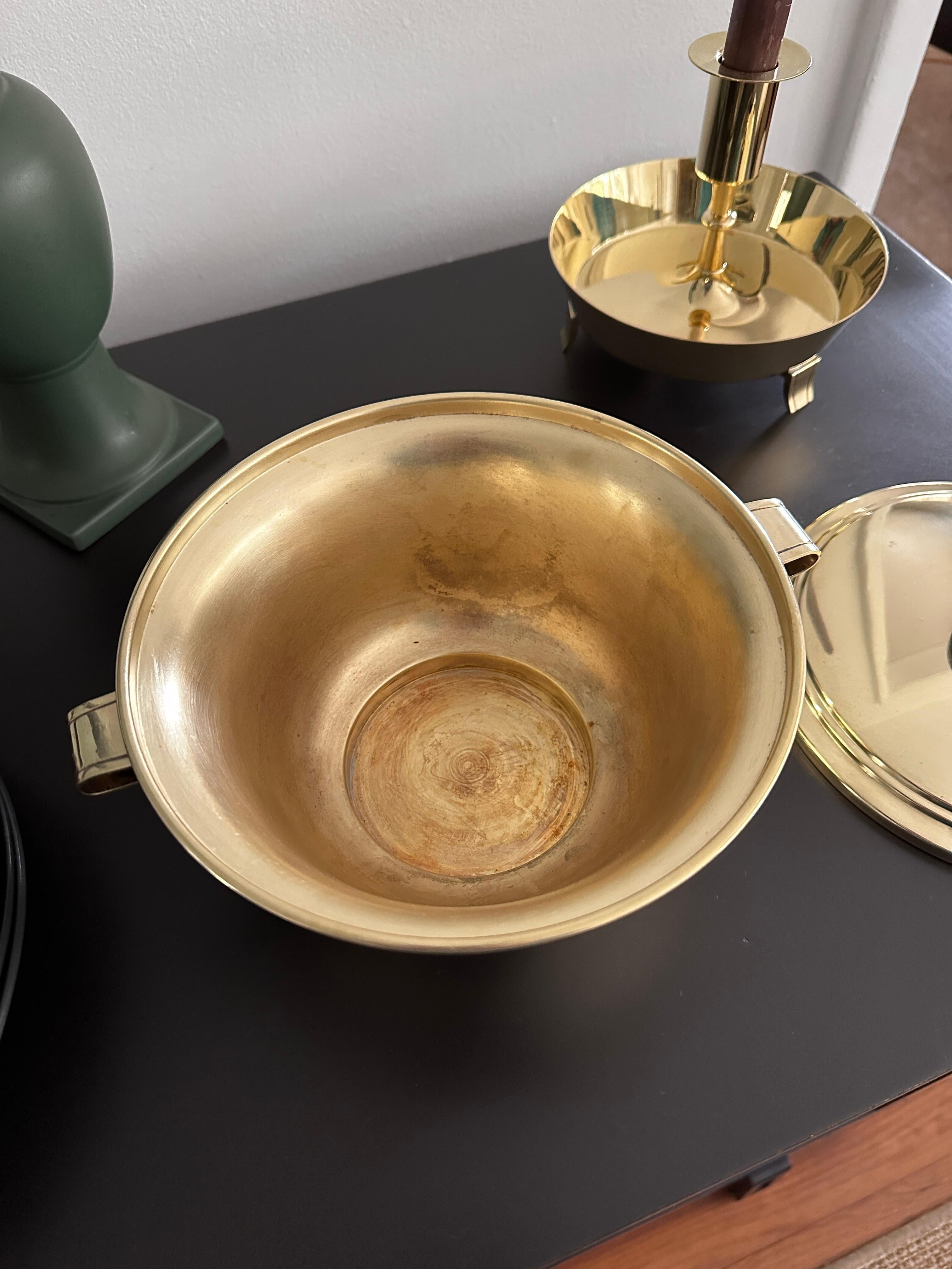 Solid Brass Covered Bowl Designed by Tommi Parzinger for Dorlyn For Sale 2