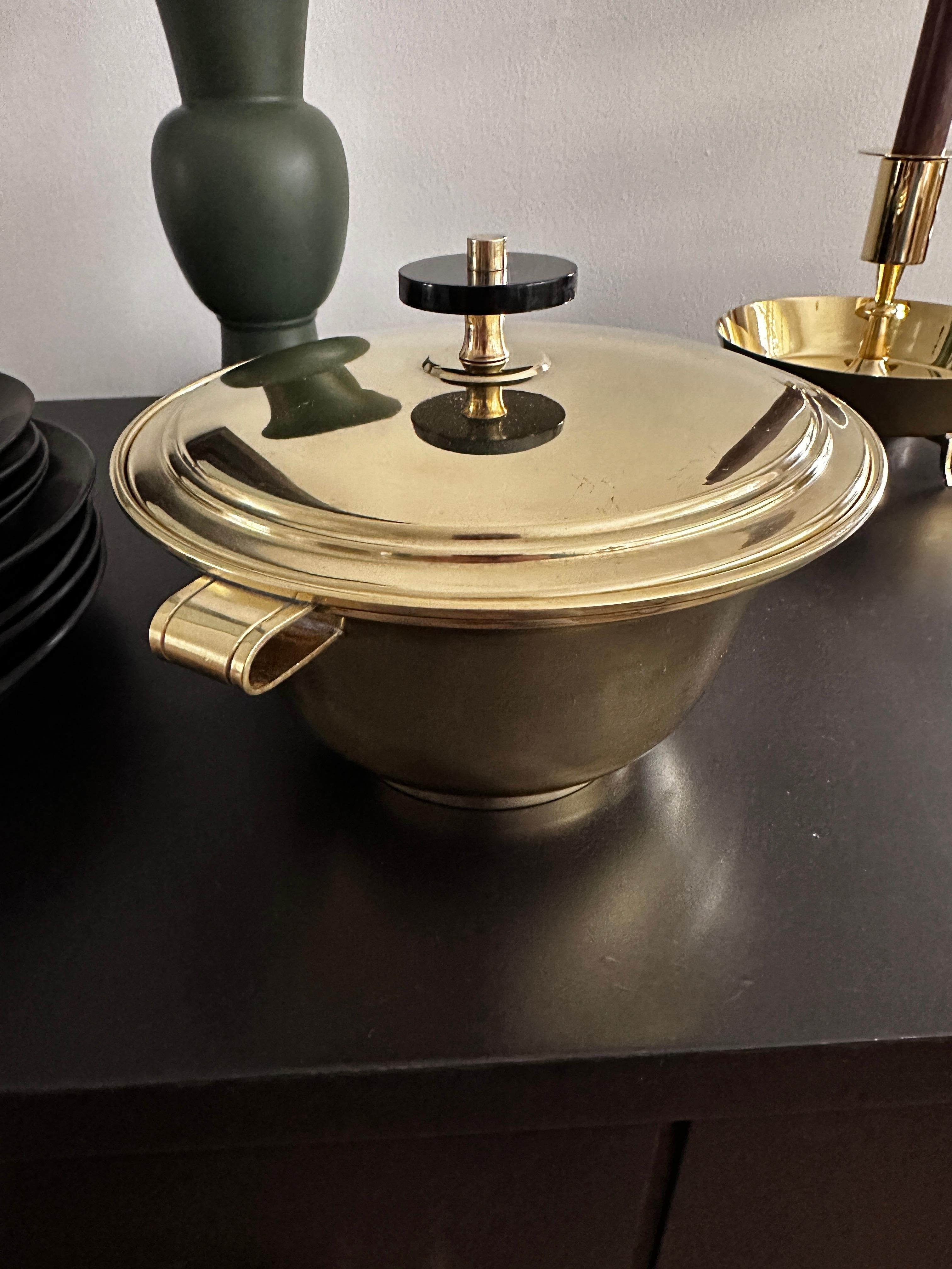 Solid Brass Covered Bowl Designed by Tommi Parzinger for Dorlyn For Sale 3