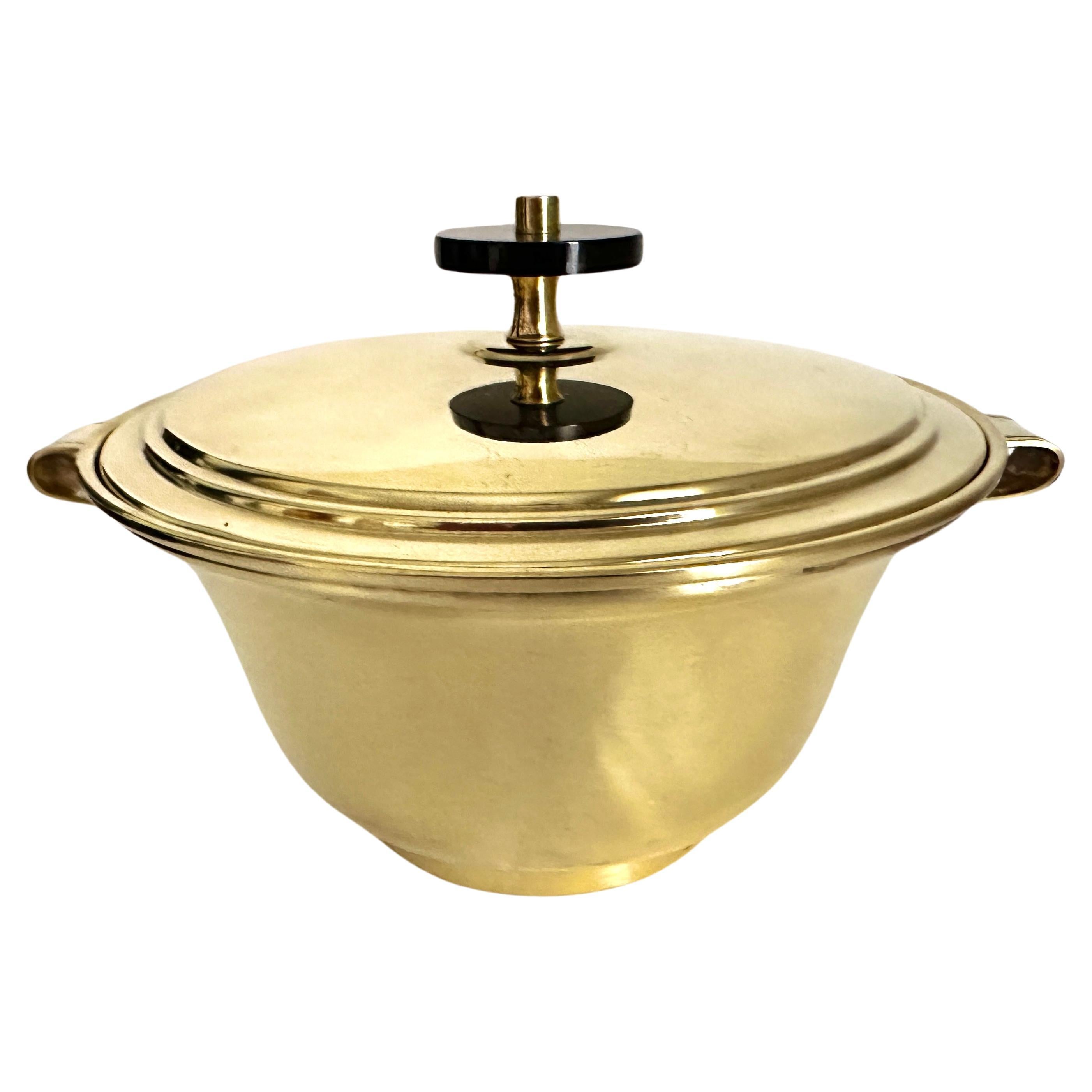 Solid Brass Covered Bowl Designed by Tommi Parzinger for Dorlyn For Sale