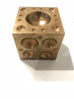 Solid Brass Cube Dice Sculpture Paper Weight