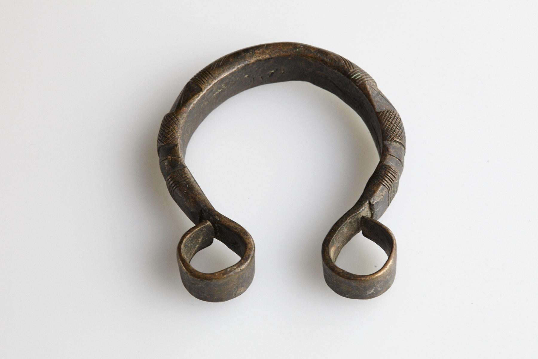 Burkinabe Solid Brass Currency Bracelet/Manilla, Gurma People, Burkina Faso, Early 20th C For Sale