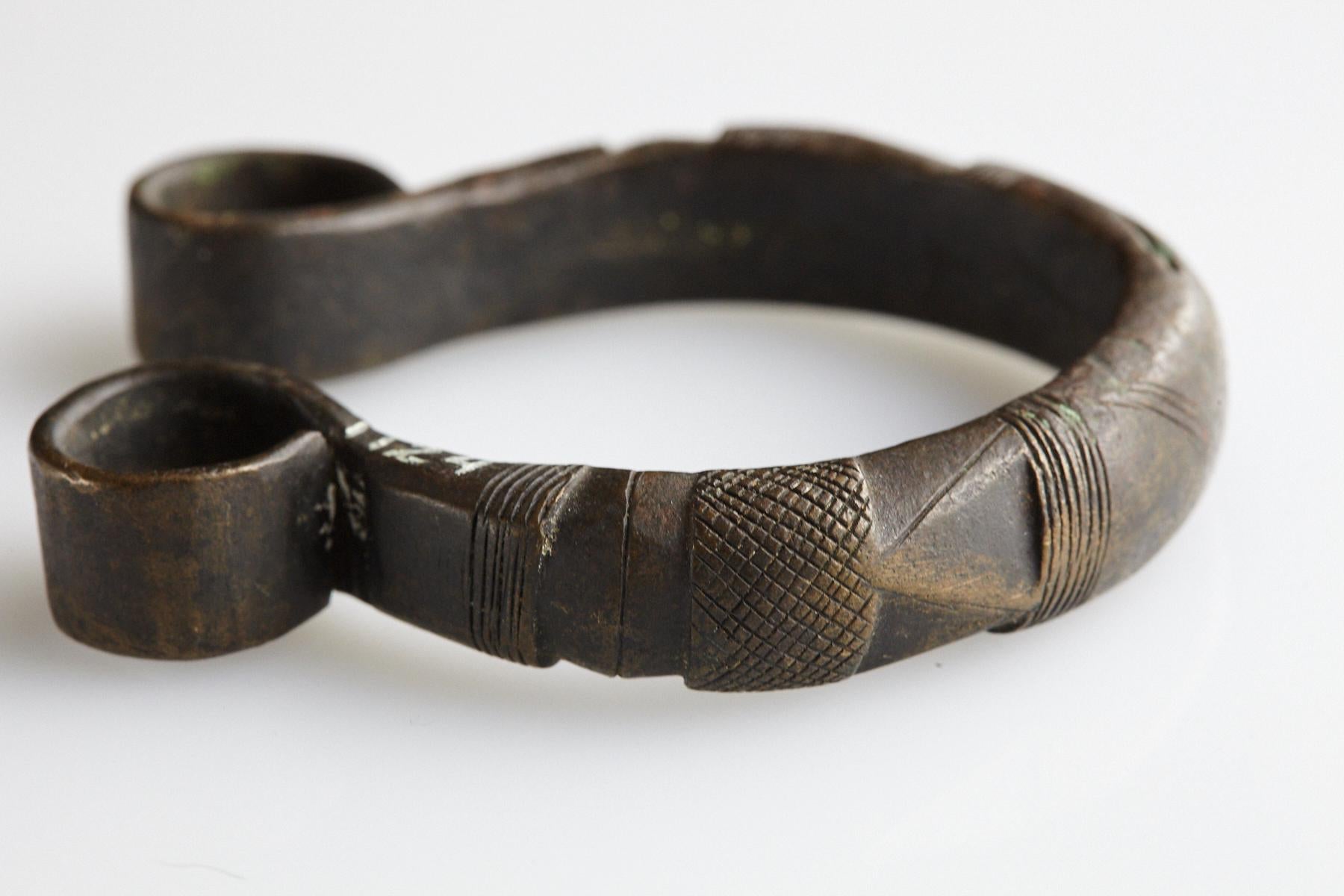 20th Century Solid Brass Currency Bracelet/Manilla, Gurma People, Burkina Faso, Early 20th C For Sale