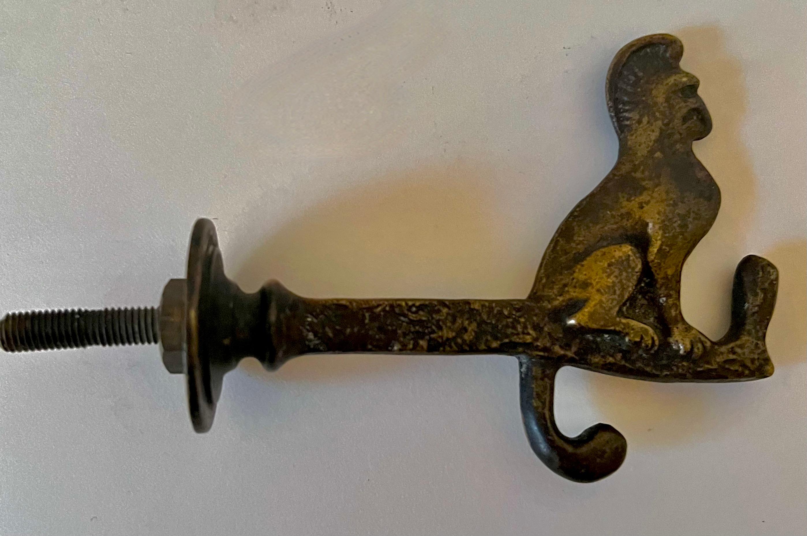 Forged Solid Brass Door Coat Hook with Monkey For Sale