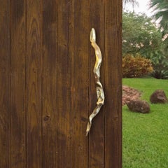 Door pull in cast brass – 70 cm Earth Prints collection