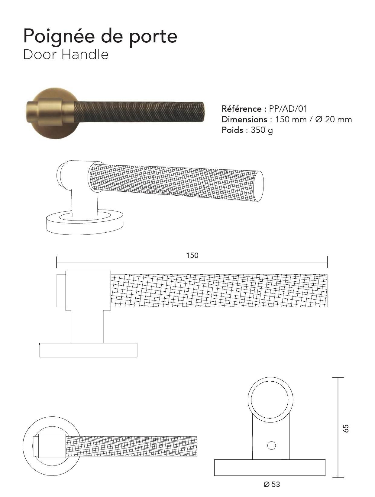 Solid brass door handles - Art Deco collection In New Condition For Sale In Marrakech, MA