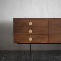 Patinated brass cabinet handle 7 x 5.5 cm Art Deco Style