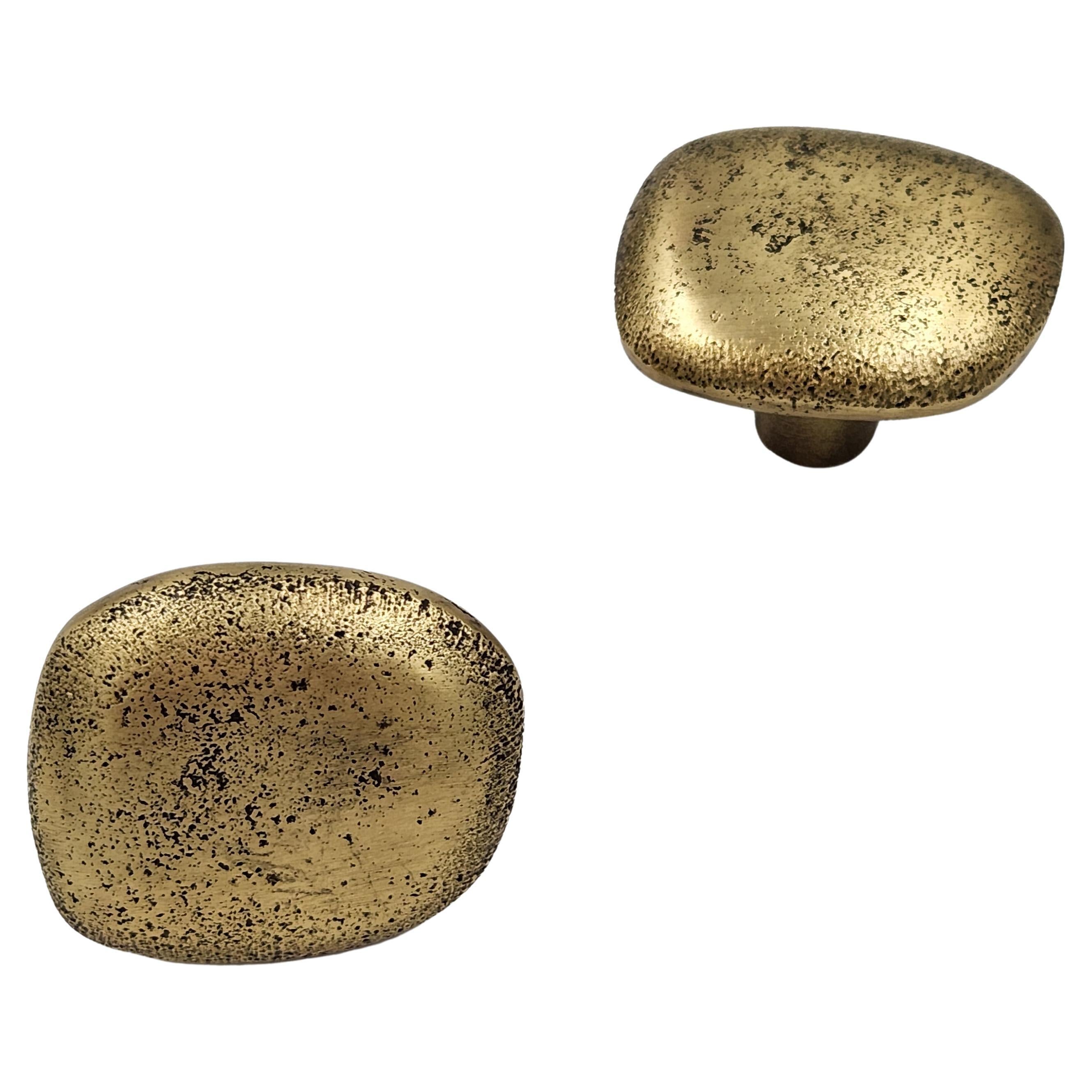 Solid Brass Door Knobs Mineral Inspiration 4 x 4 cm For Sale