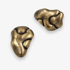 Cabinet handle in solid brass 7 x 5 cm, interwoven organic volumes