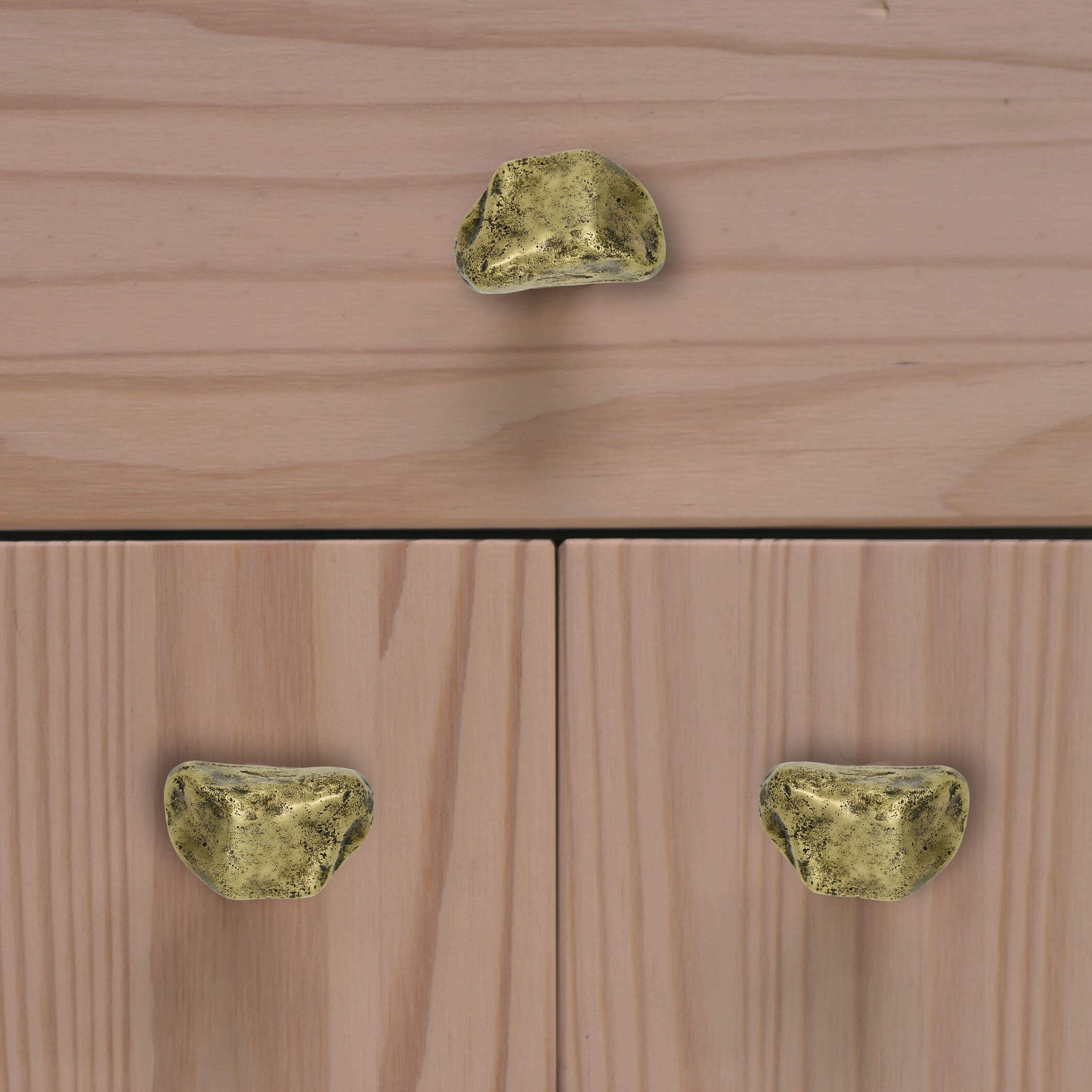 Brutalist Solid Brass Door Knobs Mineral Inspiration 7 x 5 cm For Sale