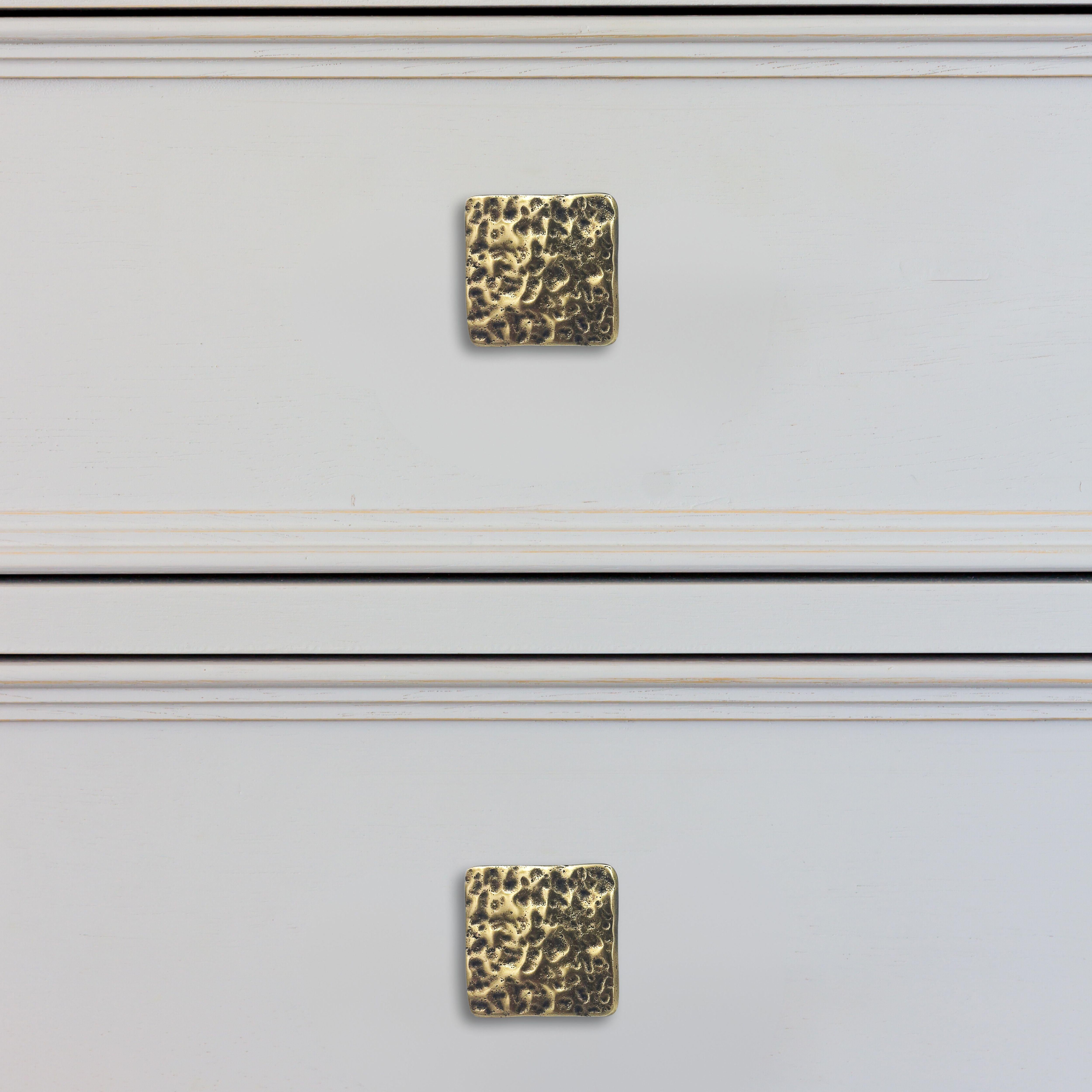 Brutalisme Boutons de porte en laiton massif d'inspiration minérale 5 x 5 cm en vente