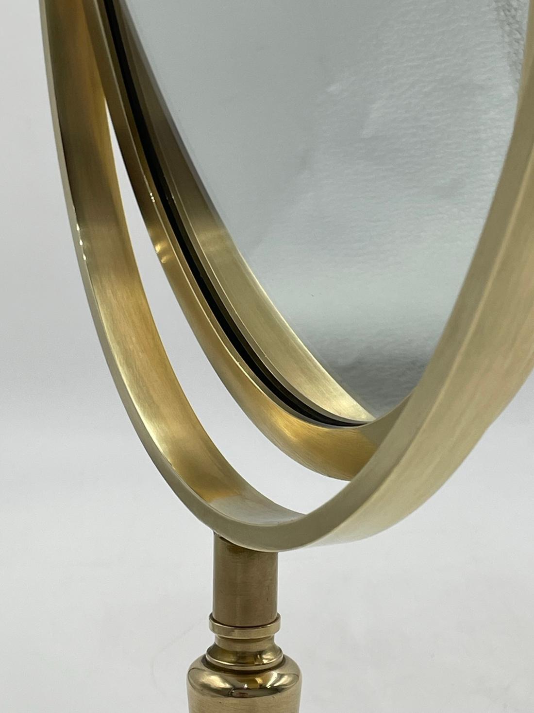 Late 20th Century Solid Brass, Dual Sided Vanity Mirror by Charles Hollis Jones, USA 1970's For Sale
