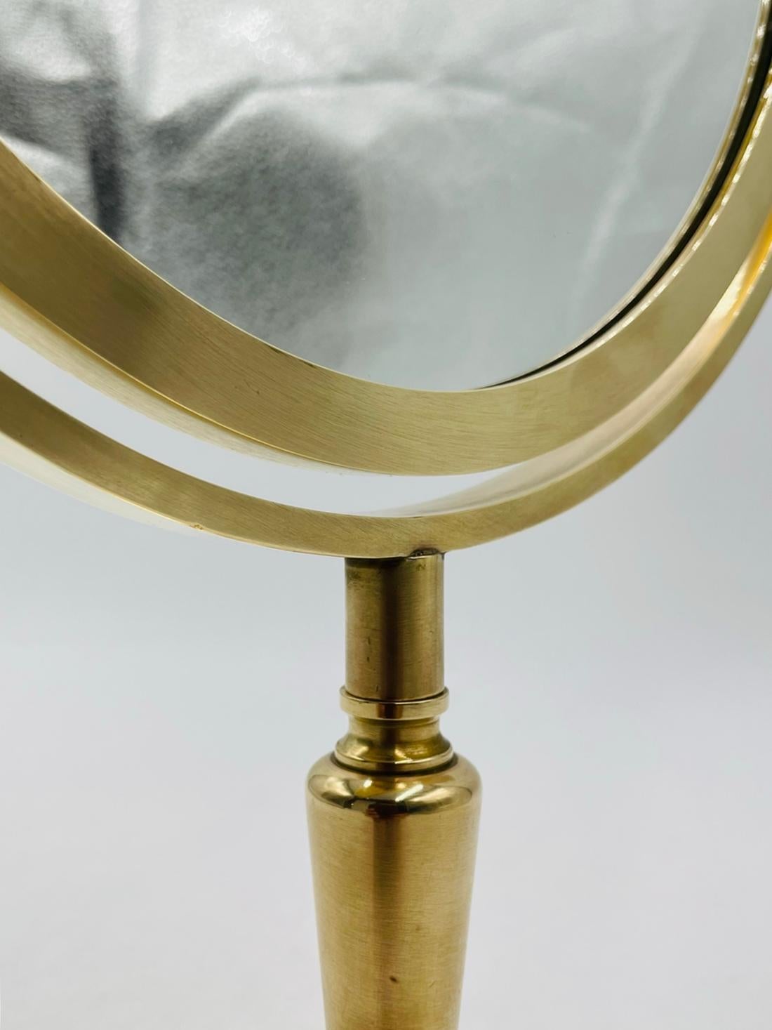 American Solid Brass, Dual Sided Vanity Mirror by Charles Hollis Jones, USA 1970's For Sale