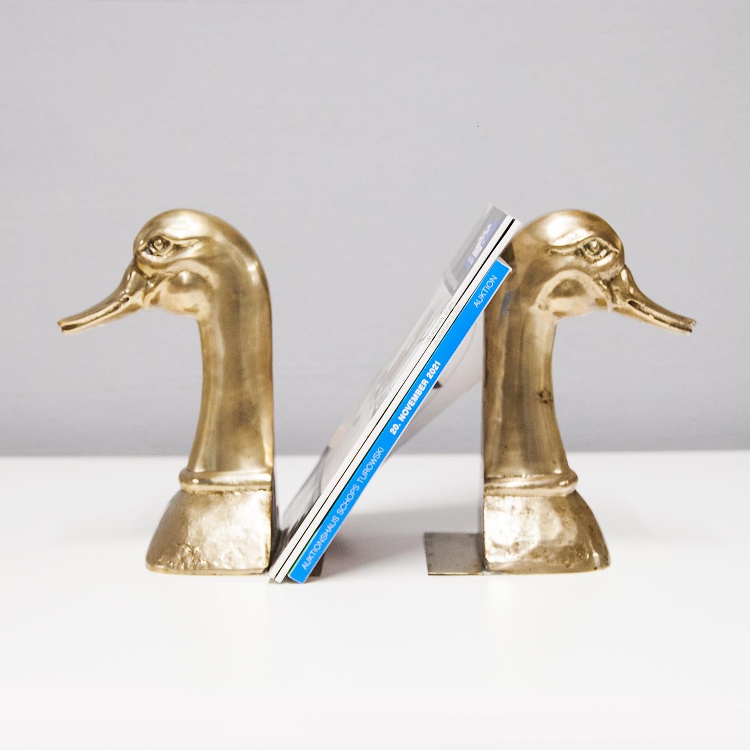 Spanish Solid Brass Duck Bookends by Valenti Spain, 1970s For Sale