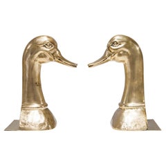 Vintage Solid Brass Duck Bookends by Valenti Spain, 1970s