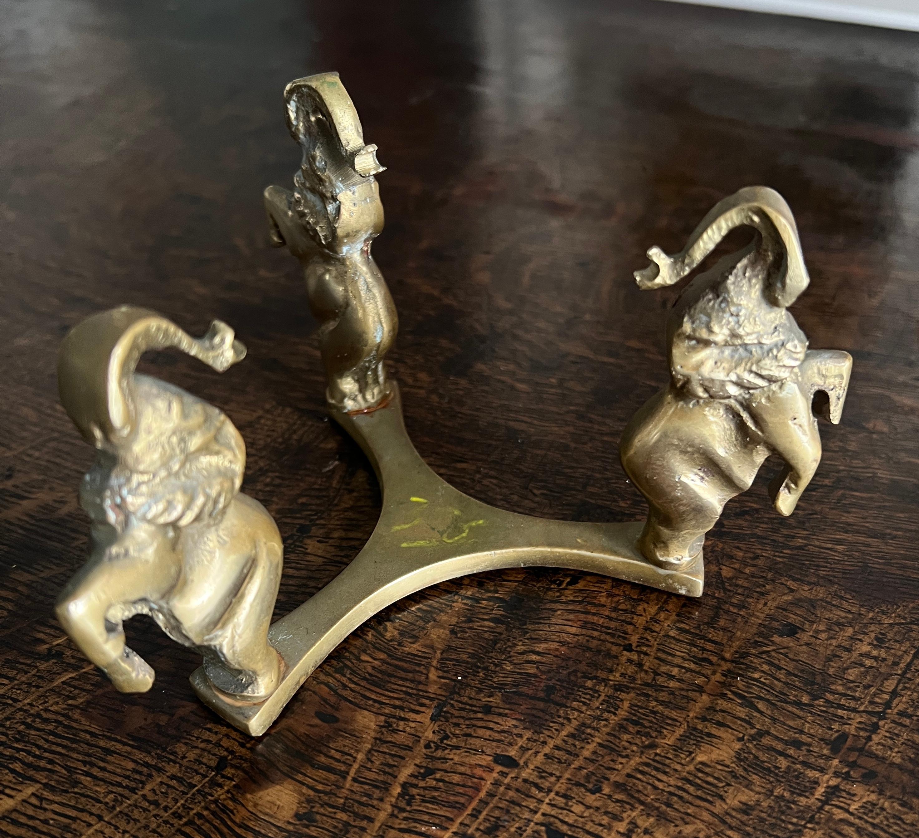 Solid Brass Elephant stand with Ostrich Egg For Sale 6