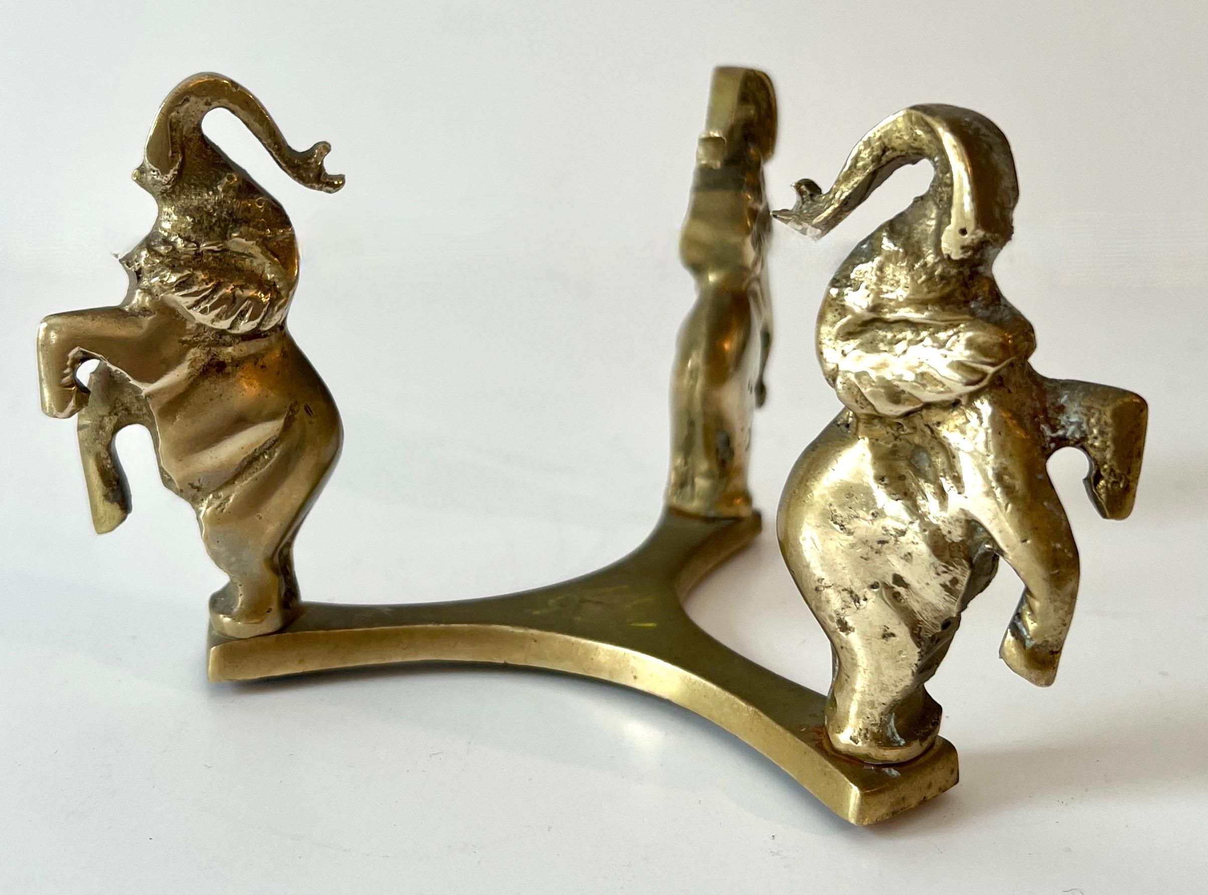 20th Century Solid Brass Elephant stand with Ostrich Egg For Sale