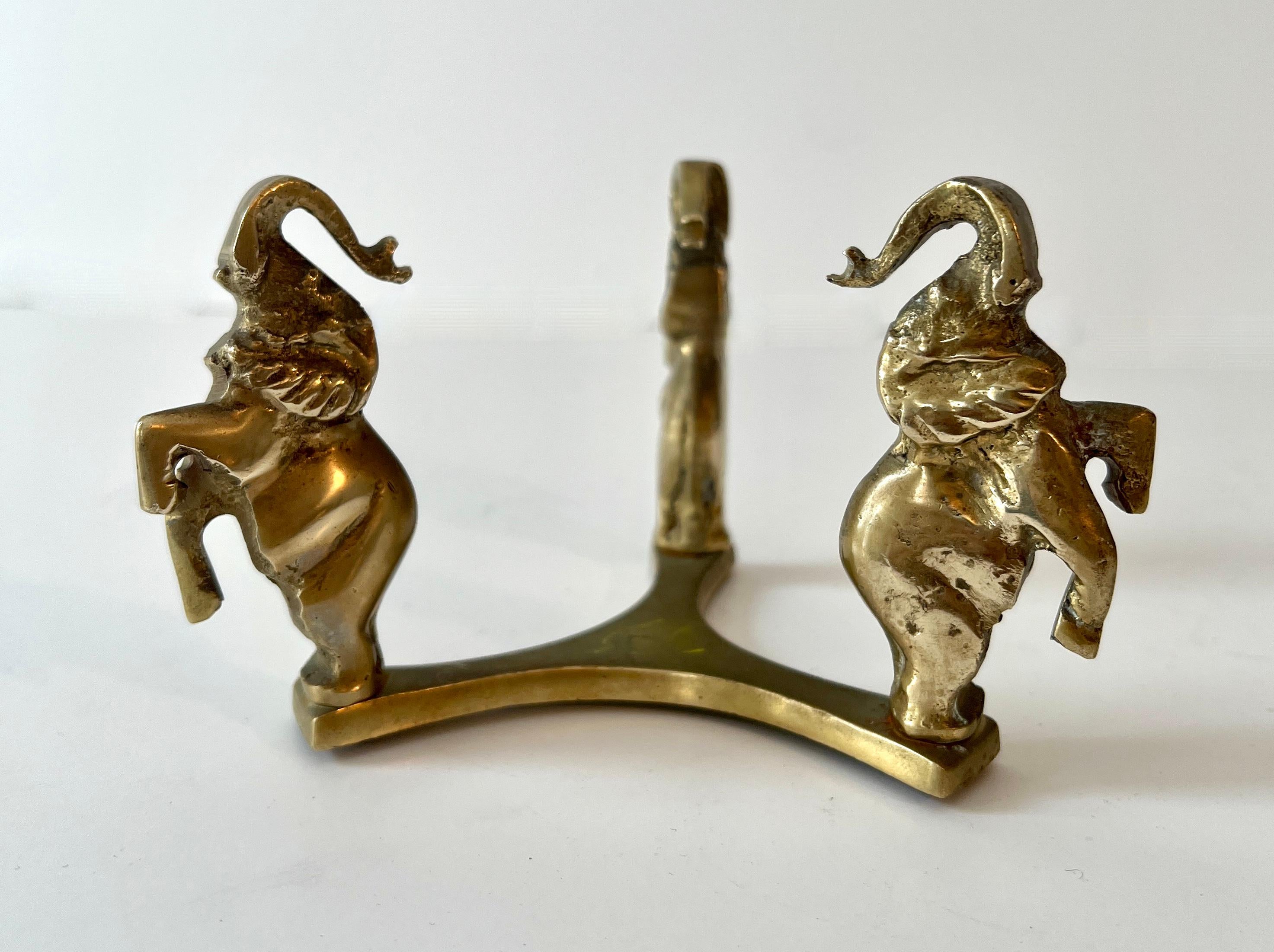 Solid Brass Elephant stand with Ostrich Egg For Sale 1