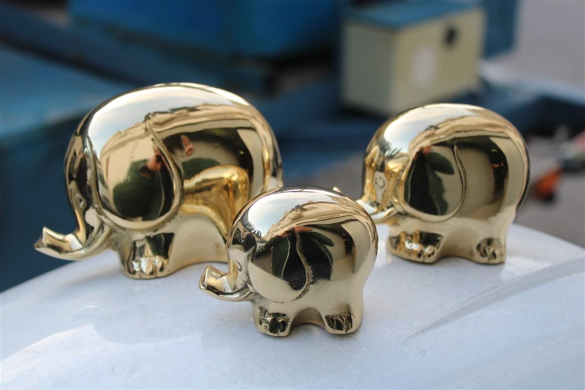 Solid Brass Elephants Italian Design, 1960s 1