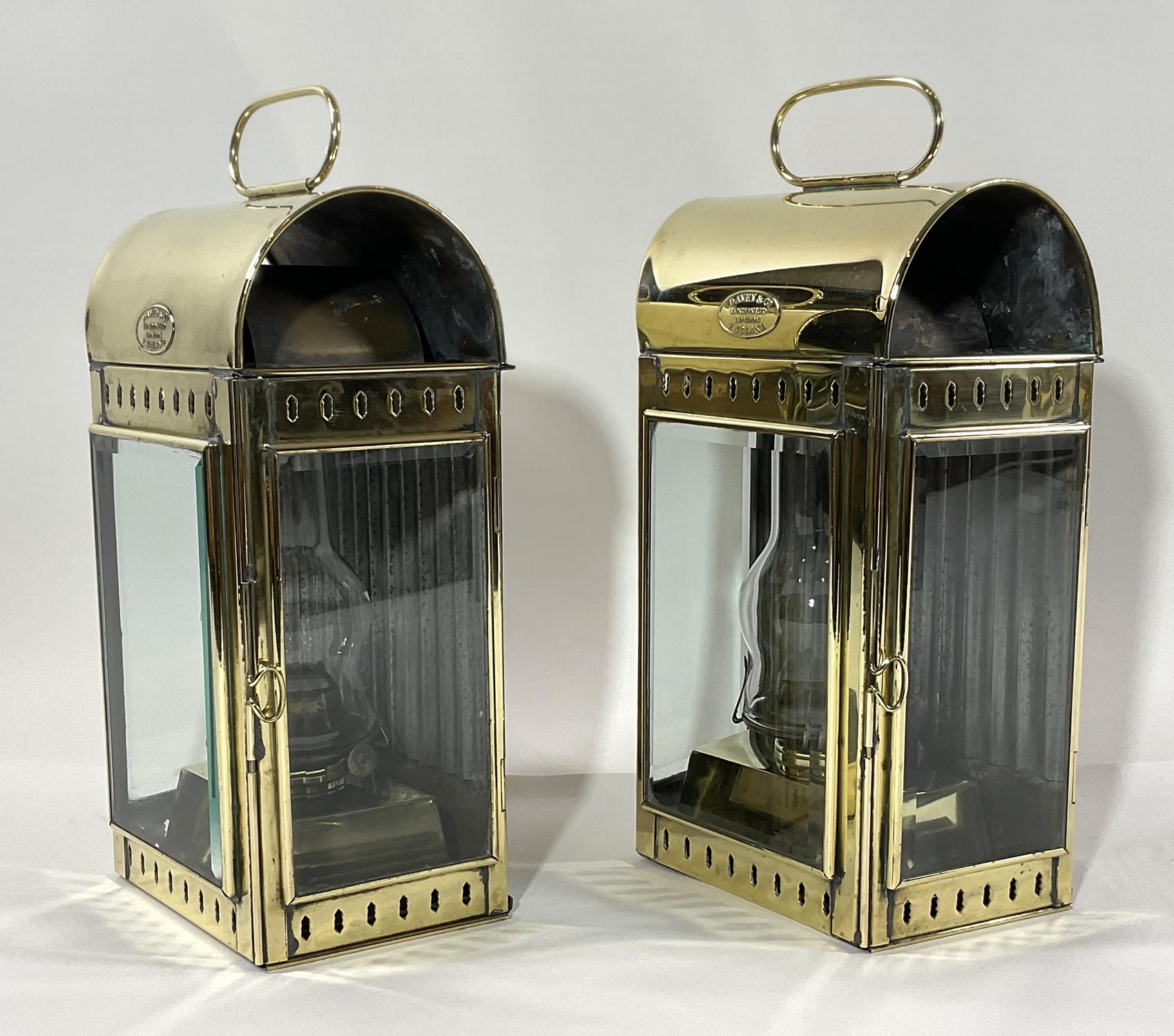 Mid-20th Century Solid Brass English Cabin Lanterns For Sale