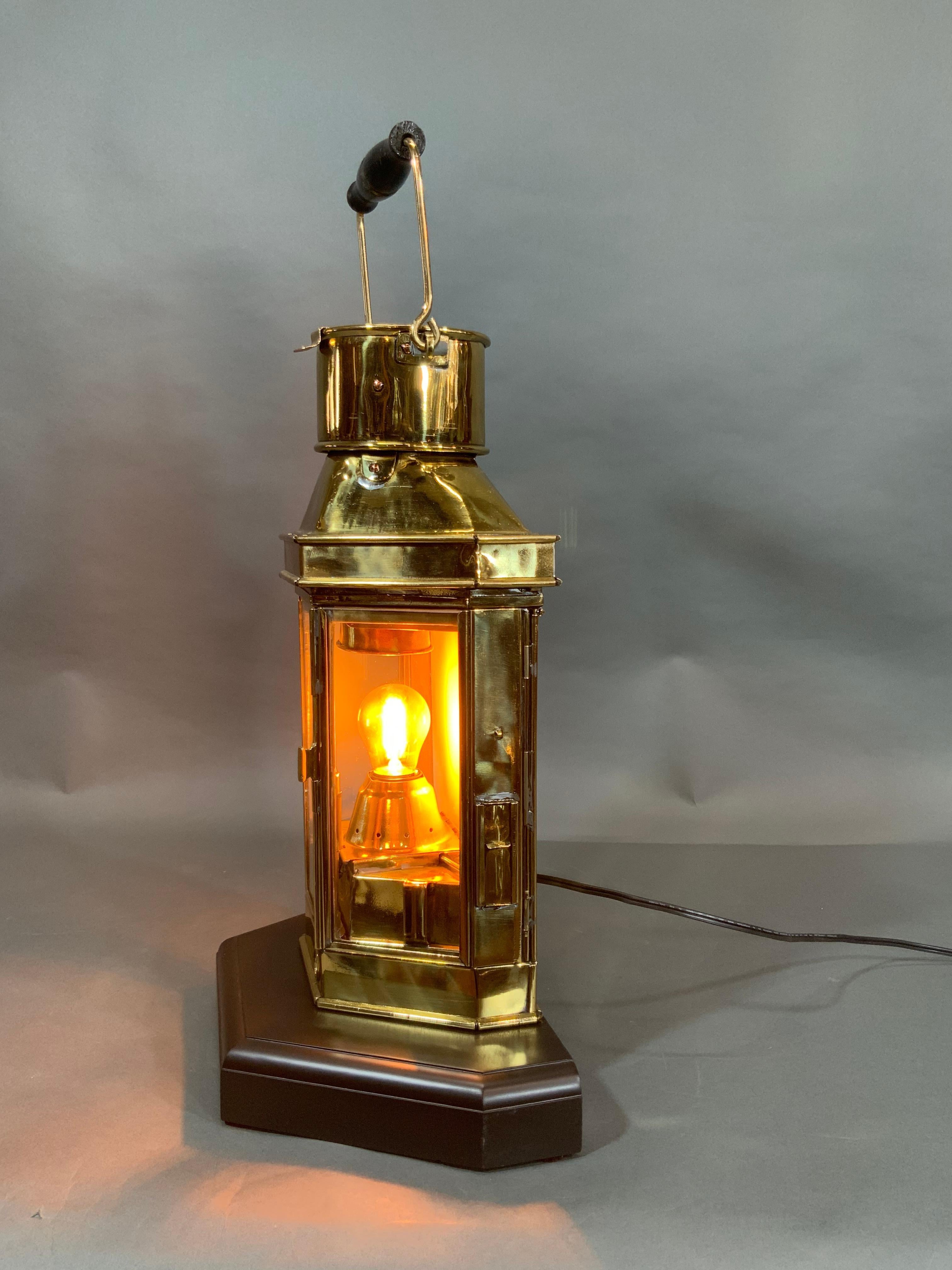 Mid-20th Century Solid Brass English Ships Cabin Lantern For Sale