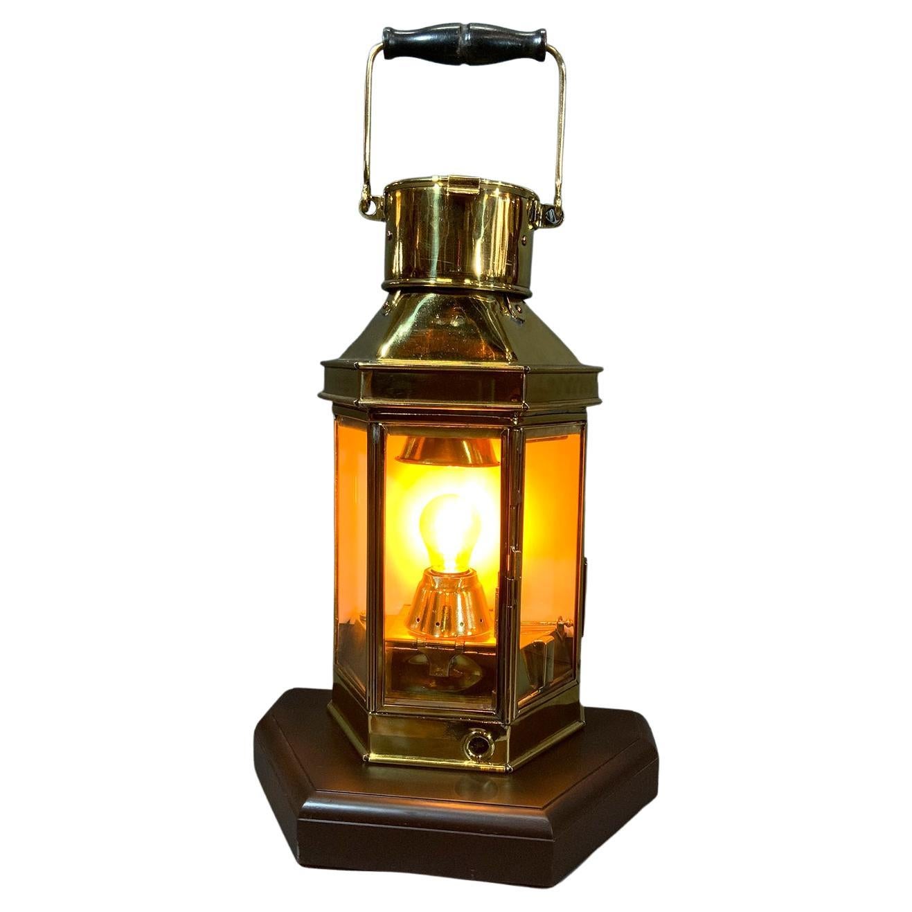 Solid Brass English Ships Cabin Lantern For Sale