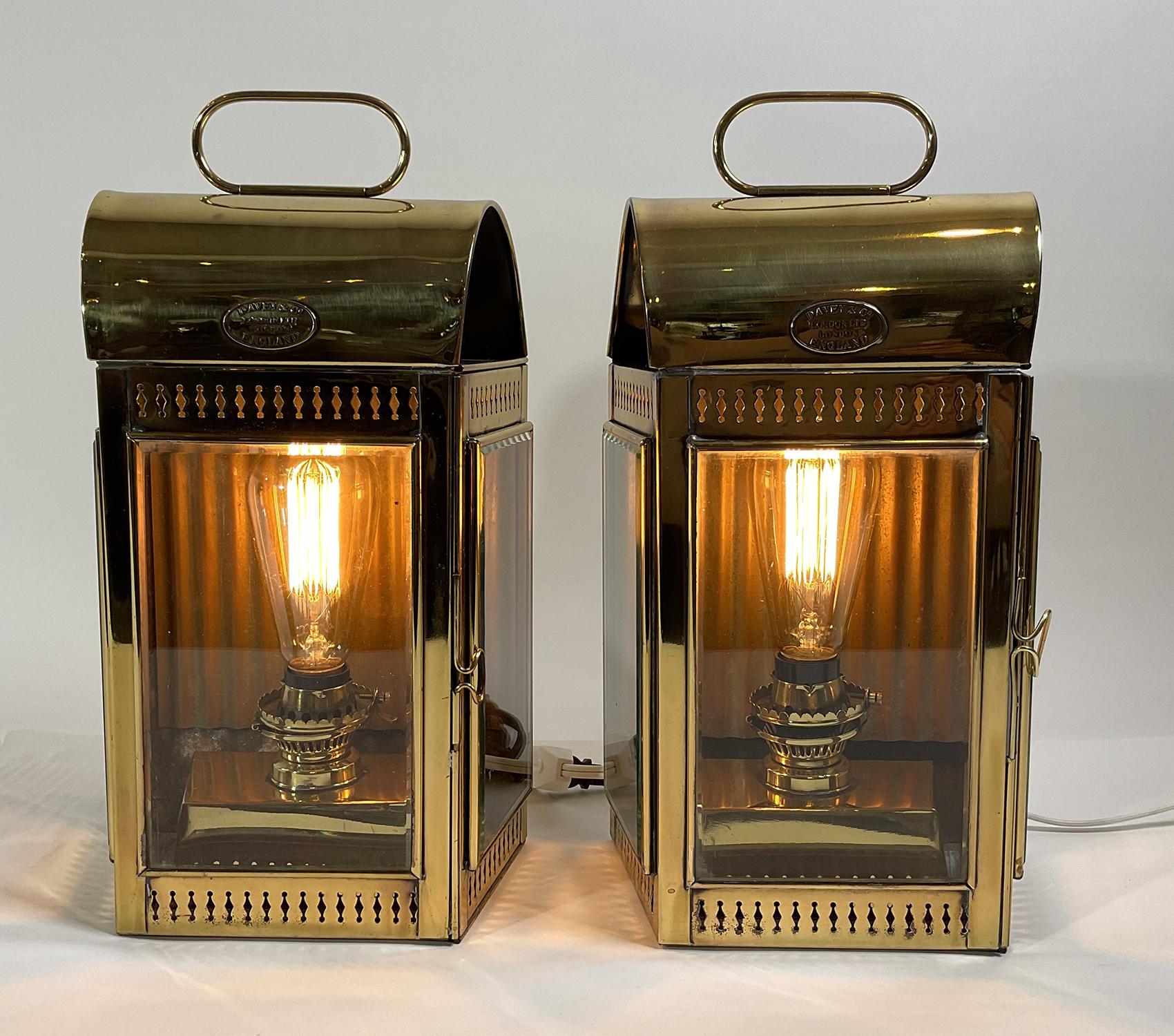 Mid-20th Century Solid Brass English Yacht Cabin Lanterns For Sale