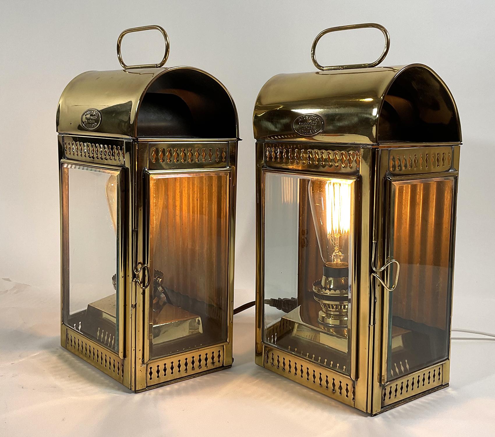 Solid Brass English Yacht Cabin Lanterns For Sale 2