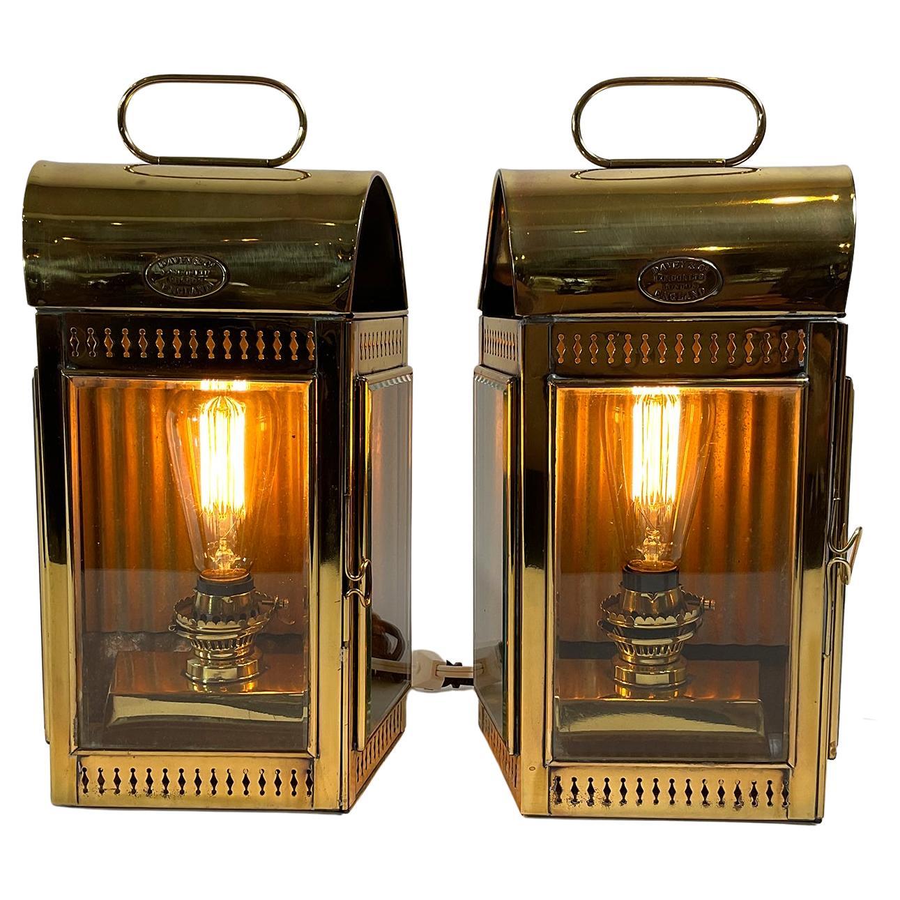 Solid Brass English Yacht Cabin Lanterns For Sale