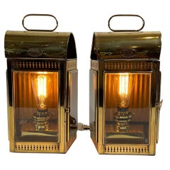 Vintage Solid Brass English Yacht Cabin Lanterns