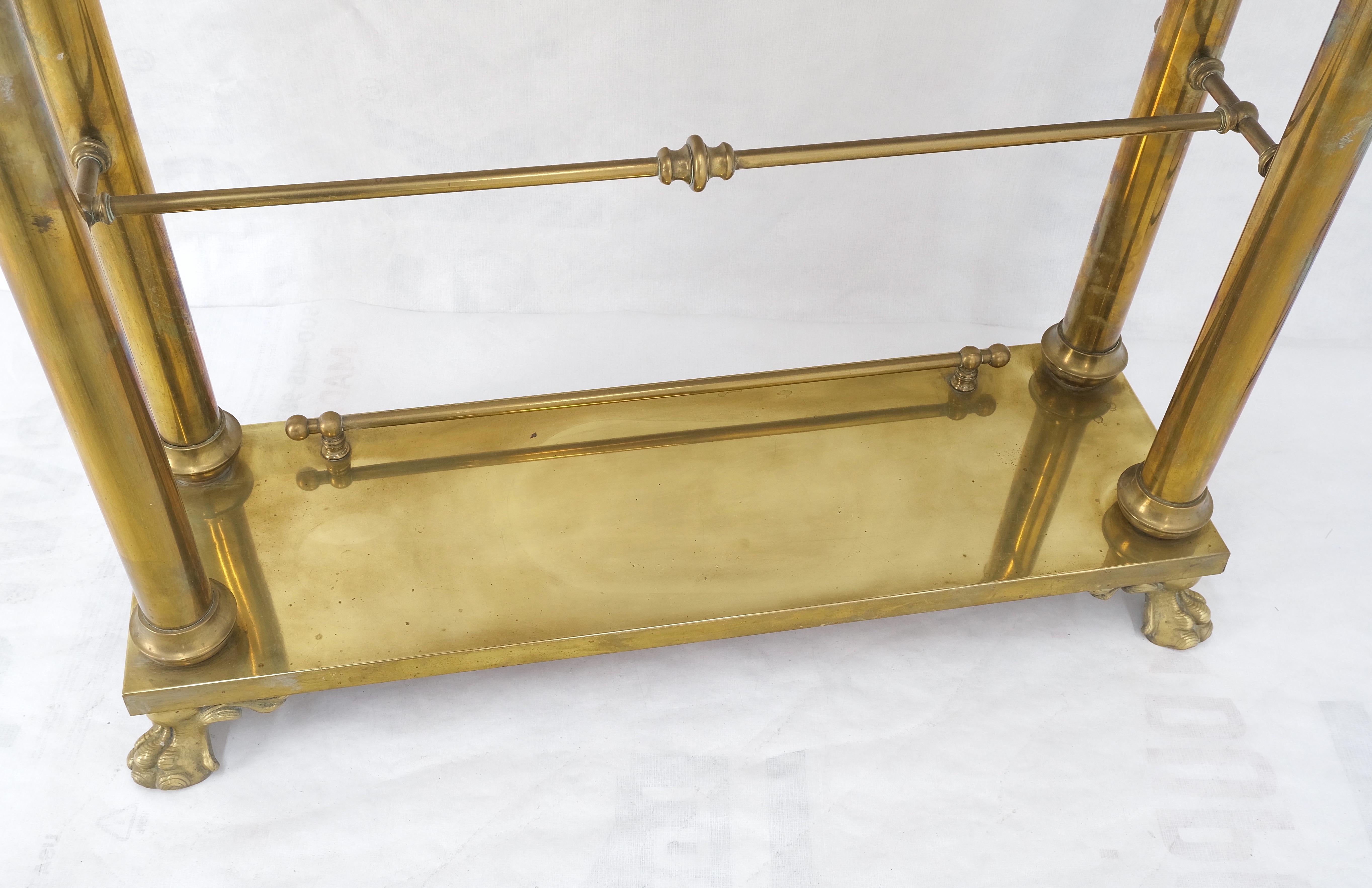 Solid Brass Entryway Hall Tree Mirror Coat Rack Console Table Claw Feet For Sale 3