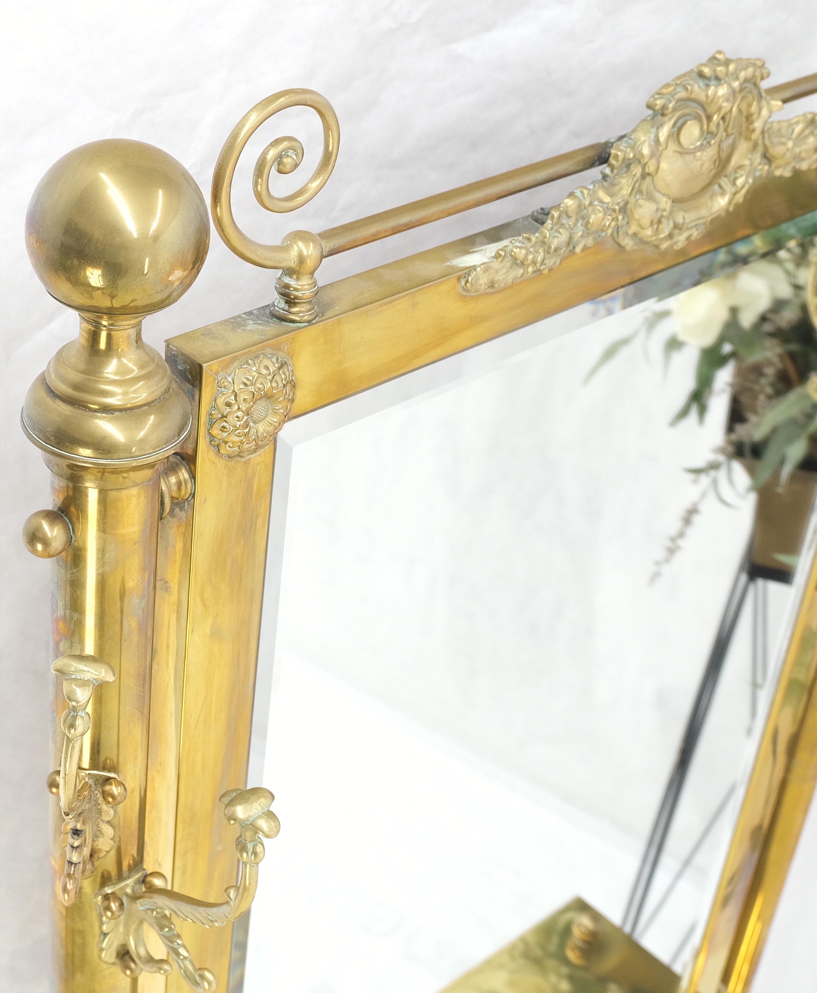 Solid Brass Entryway Hall Tree Mirror Coat Umbrella Rack Console Table Claw Feet NICE!.