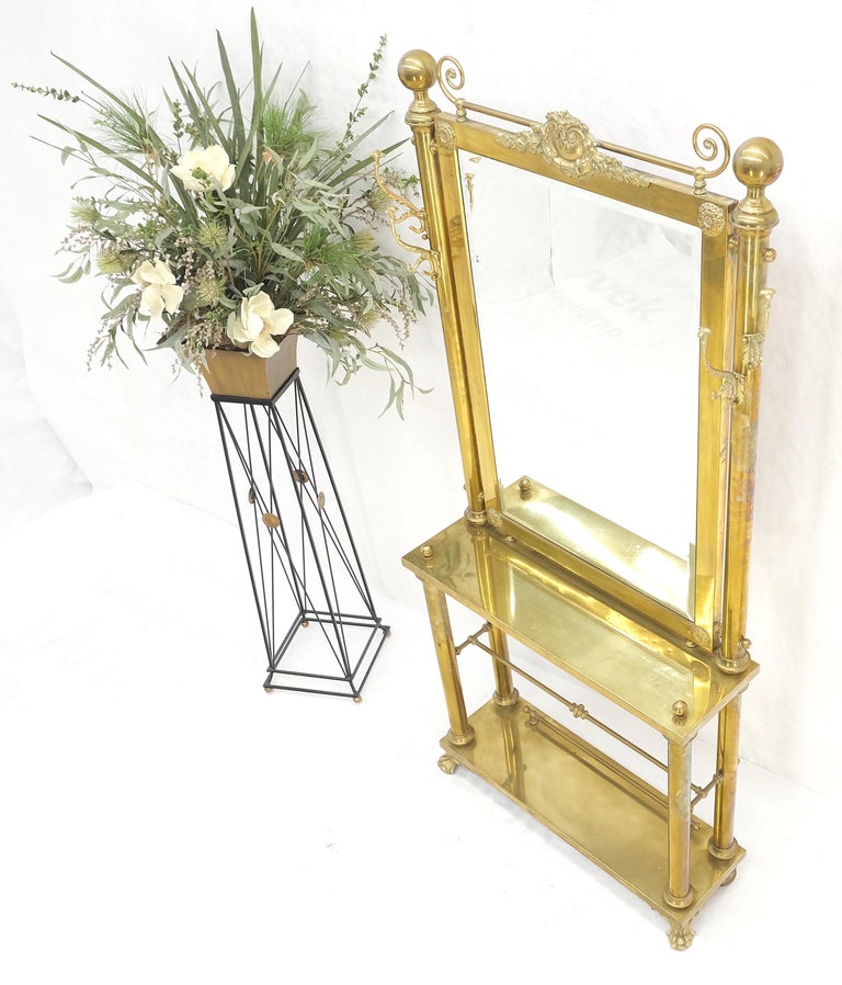 Solid Brass Entryway Hall Tree Mirror Coat Rack Console Table Claw Feet